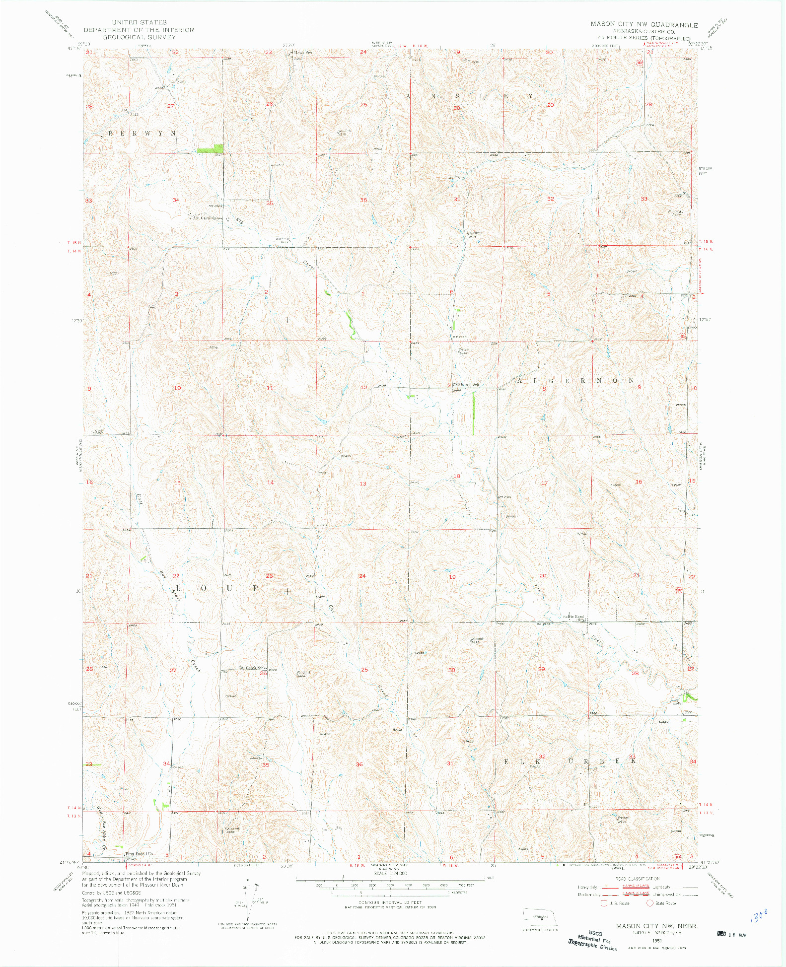 USGS 1:24000-SCALE QUADRANGLE FOR MASON CITY NW, NE 1951