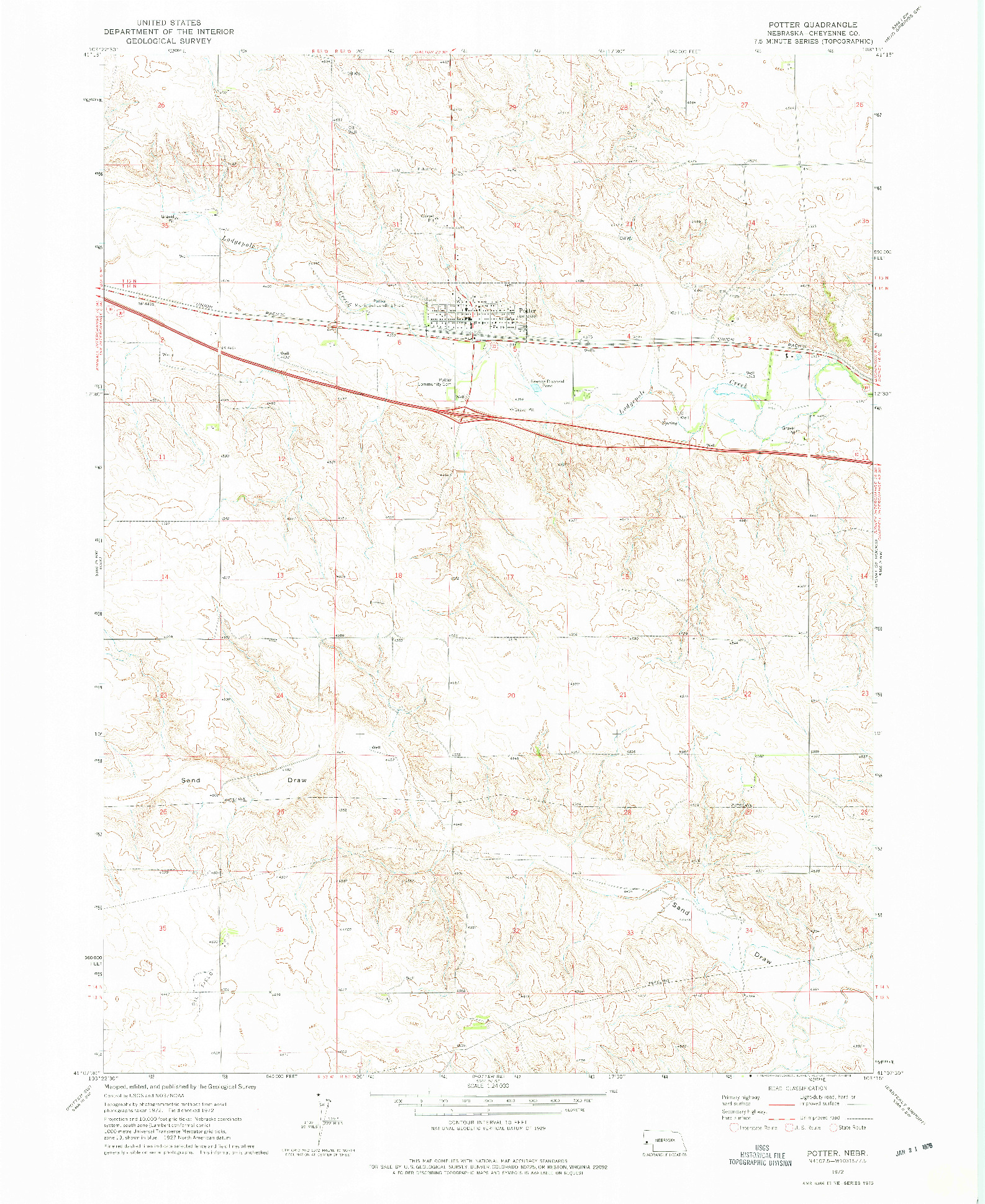 USGS 1:24000-SCALE QUADRANGLE FOR POTTER, NE 1972