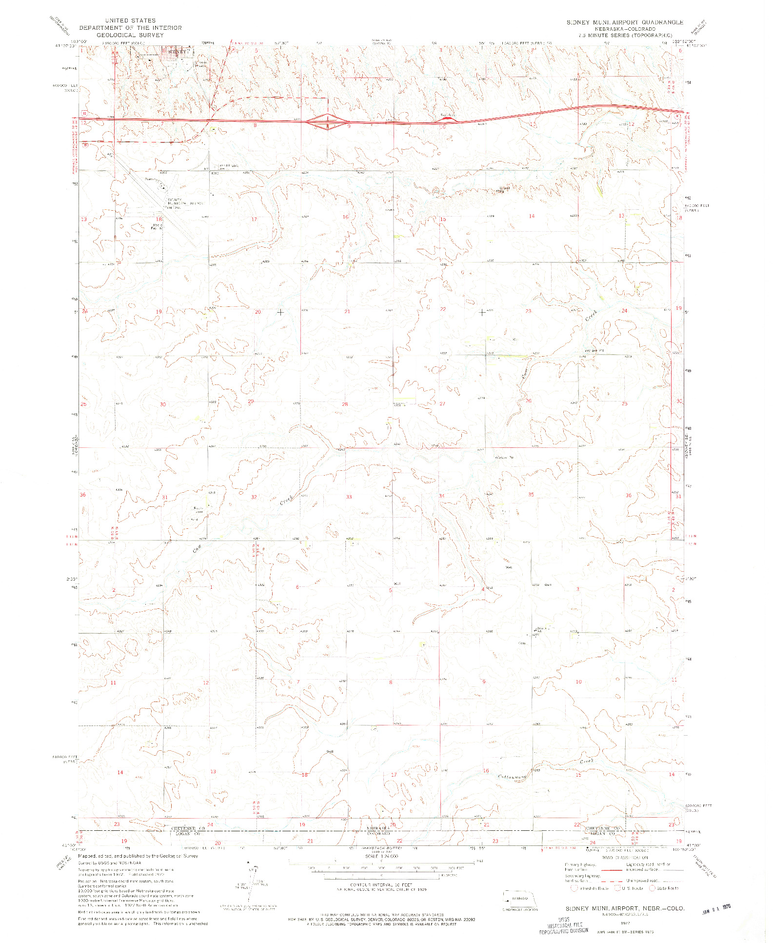 USGS 1:24000-SCALE QUADRANGLE FOR SIDNEY MUNI. AIRPORT, NE 1972
