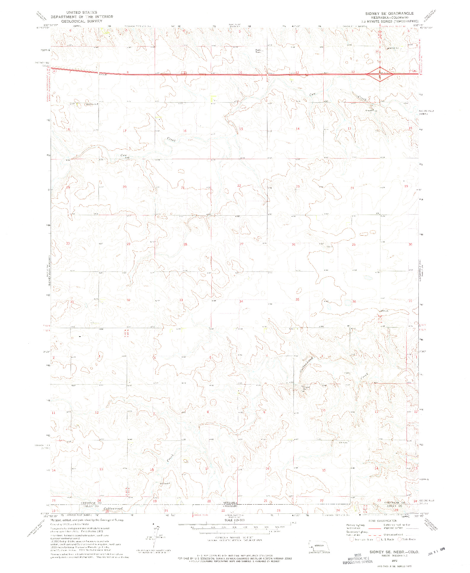 USGS 1:24000-SCALE QUADRANGLE FOR SIDNEY SE, NE 1972