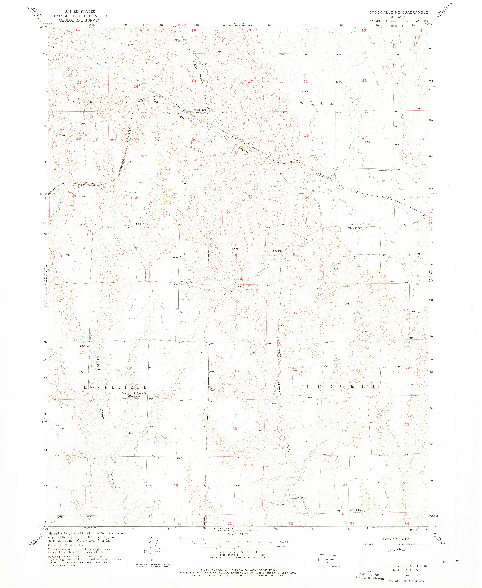 USGS 1:24000-SCALE QUADRANGLE FOR STOCKVILLE NE, NE 1956