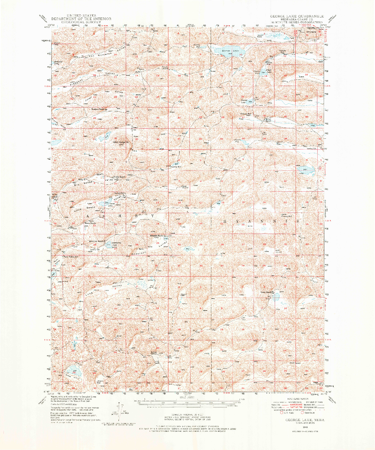 USGS 1:62500-SCALE QUADRANGLE FOR GEORGE LAKE, NE 1948