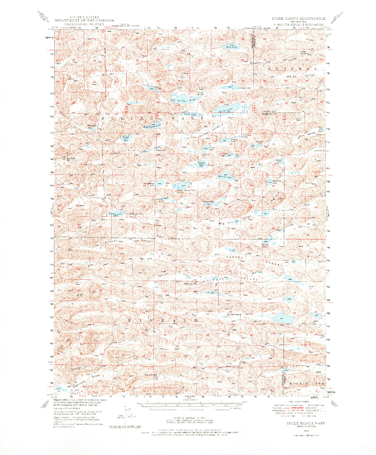 USGS 1:62500-SCALE QUADRANGLE FOR SPADE RANCH, NE 1948