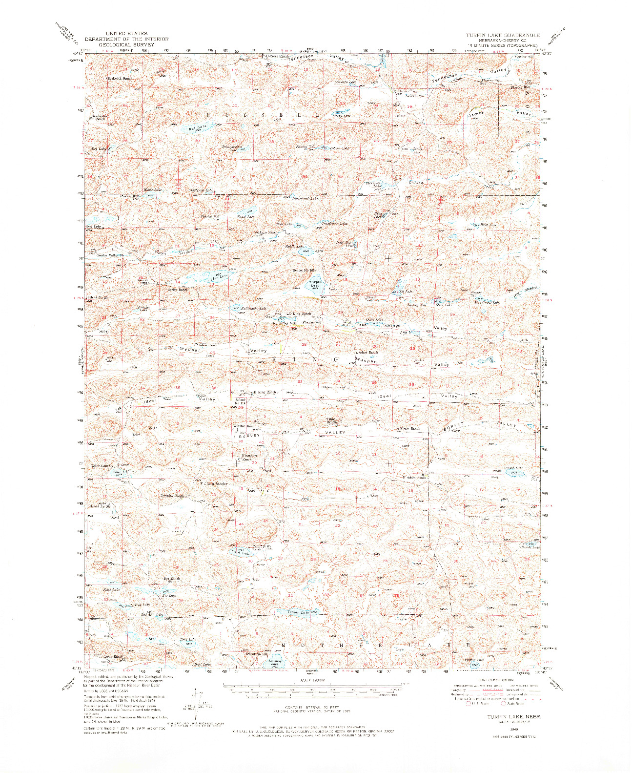 USGS 1:62500-SCALE QUADRANGLE FOR TURPIN LAKE, NE 1949