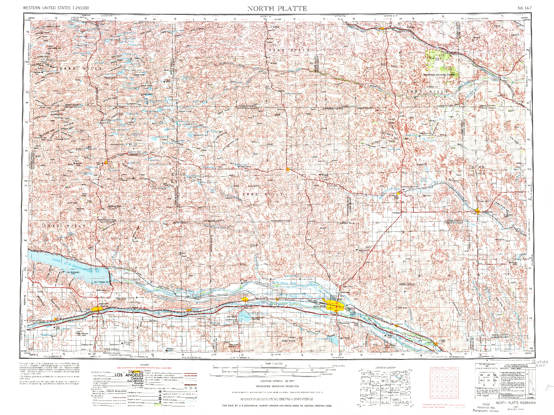 USGS 1:250000-SCALE QUADRANGLE FOR NORTH PLATTE, NE 1954