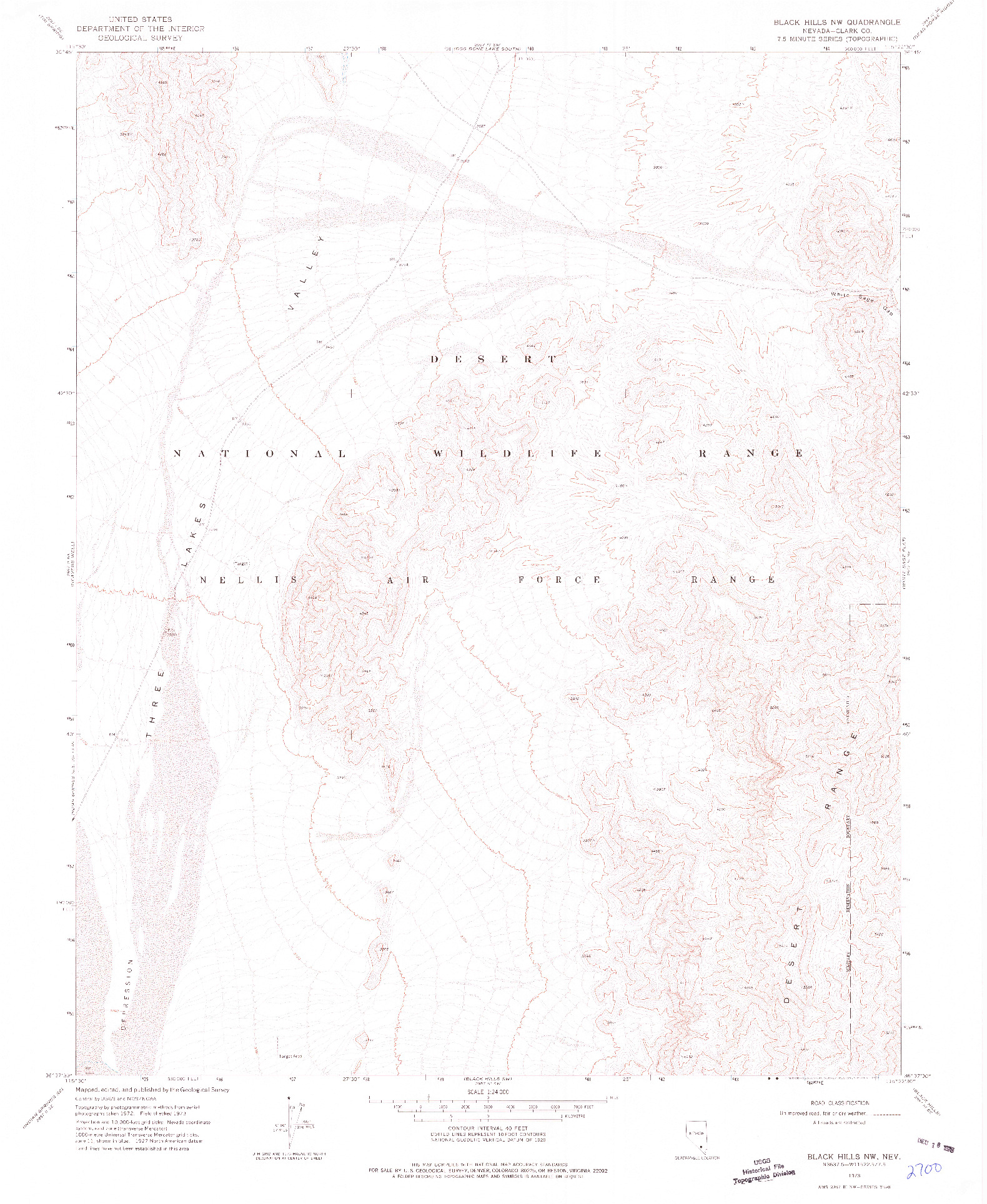 USGS 1:24000-SCALE QUADRANGLE FOR BLACK HILLS NW, NV 1973