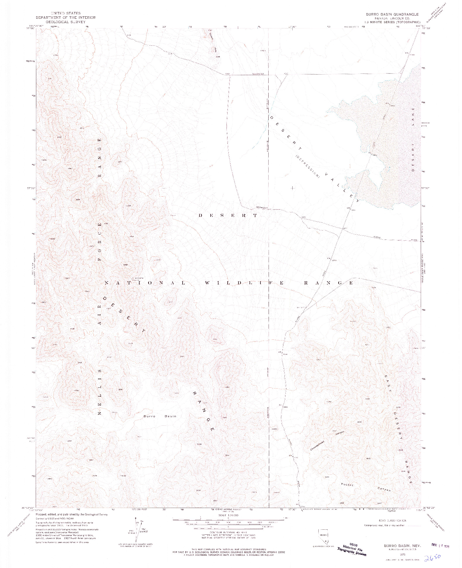 USGS 1:24000-SCALE QUADRANGLE FOR BURRO BASIN, NV 1973