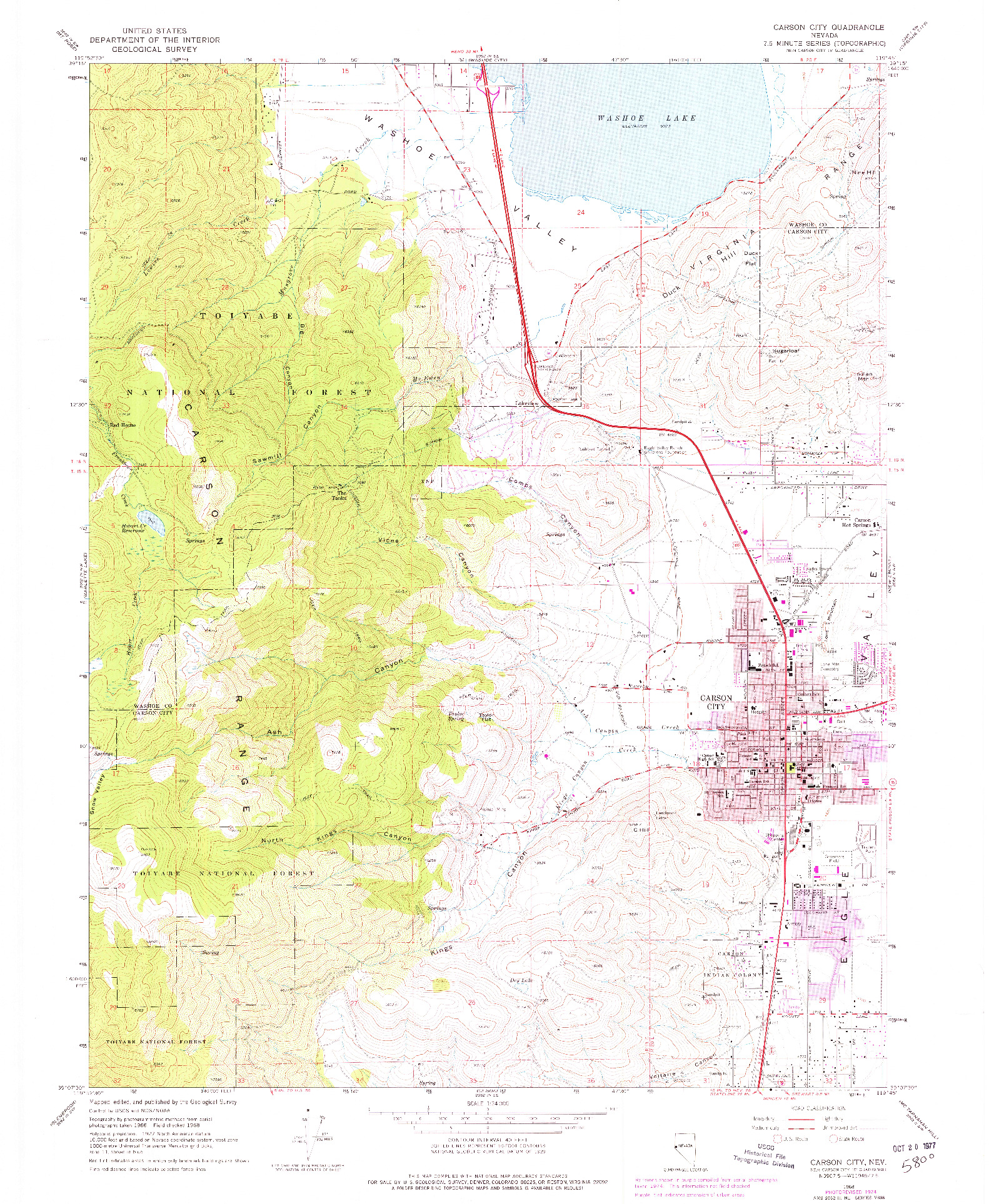 USGS 1:24000-SCALE QUADRANGLE FOR CARSON CITY, NV 1968