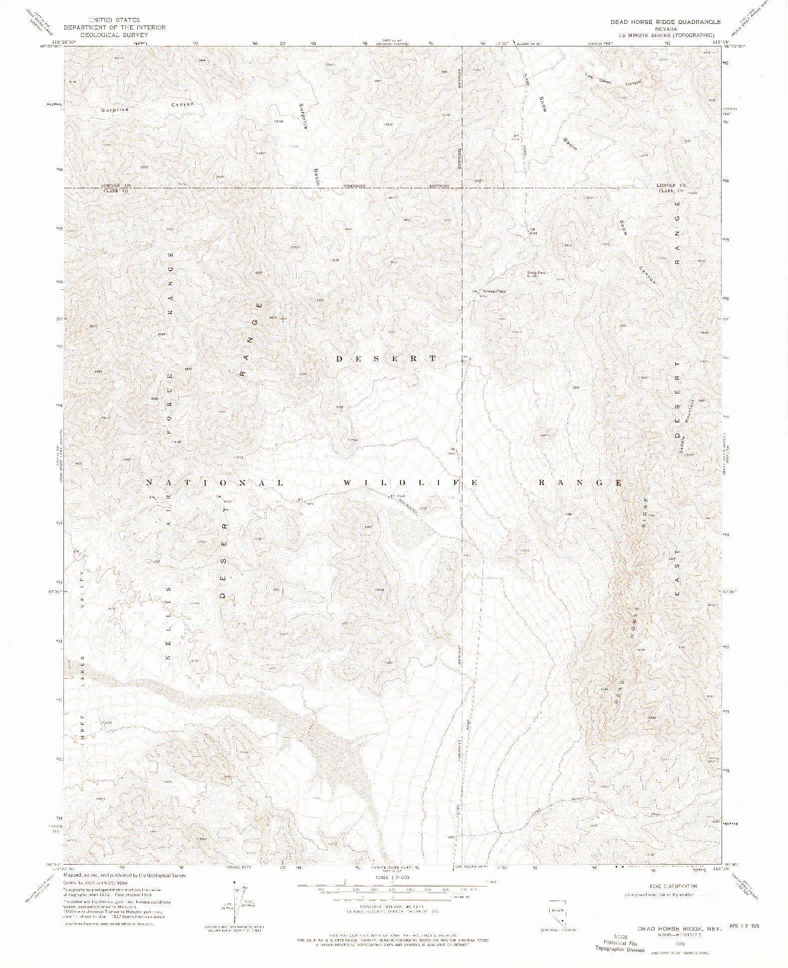 USGS 1:24000-SCALE QUADRANGLE FOR DEAD HORSE RIDGE, NV 1973