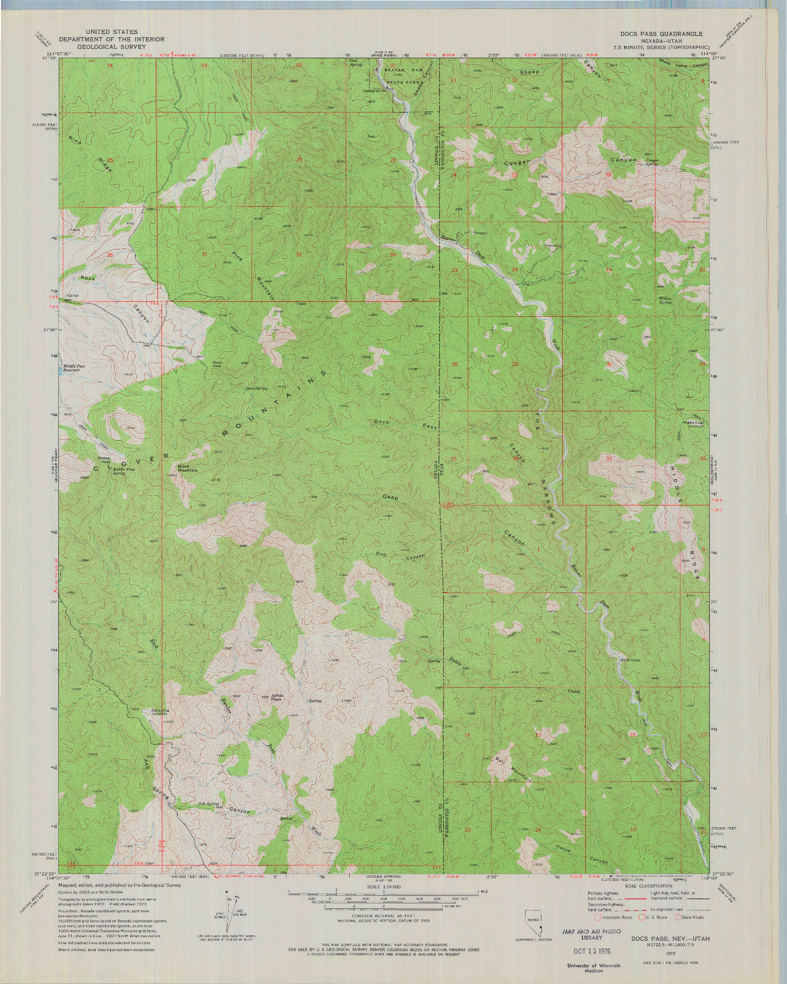 USGS 1:24000-SCALE QUADRANGLE FOR DOCS PASS, NV 1976