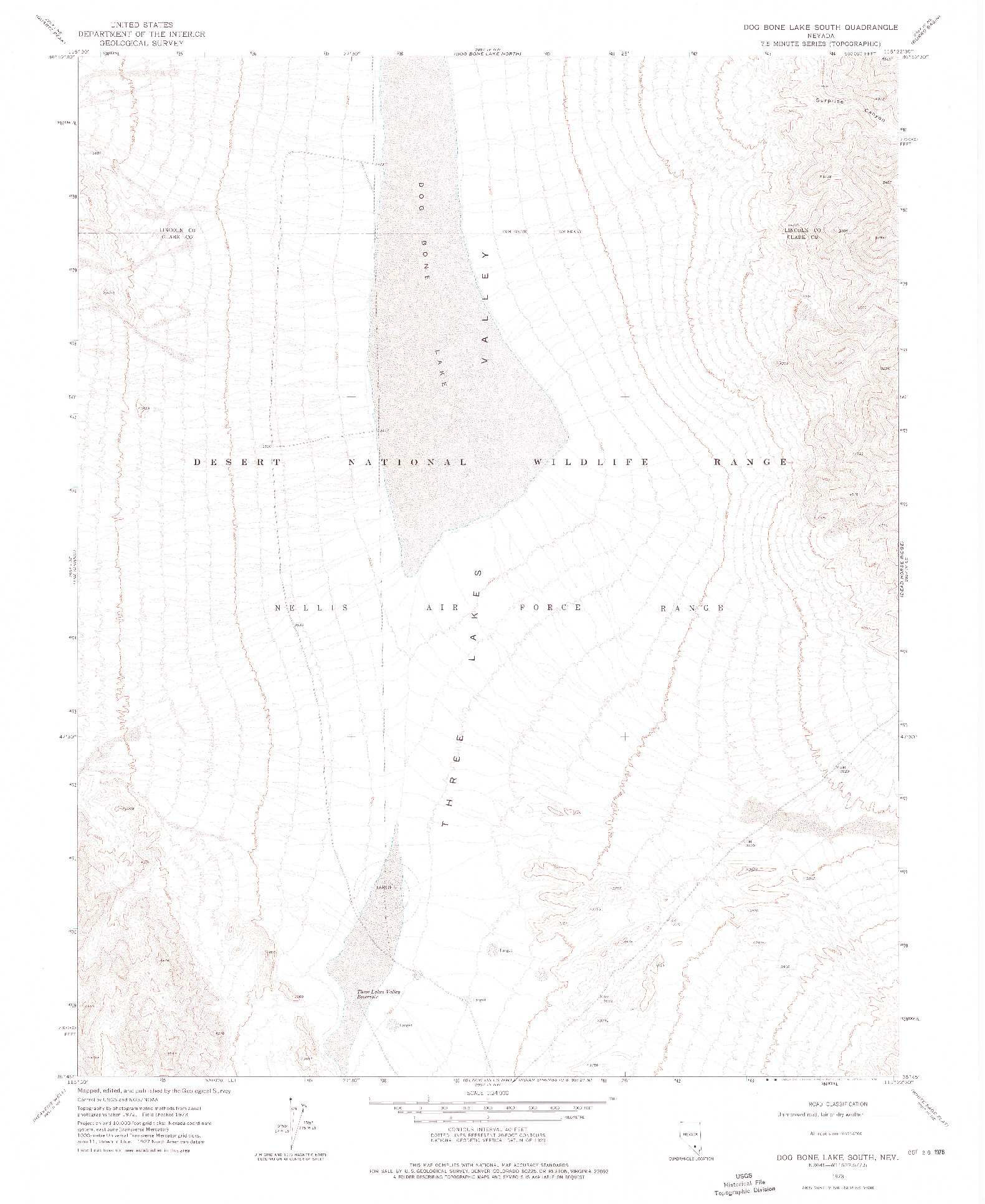 USGS 1:24000-SCALE QUADRANGLE FOR DOG BONE LAKE SOUTH, NV 1973