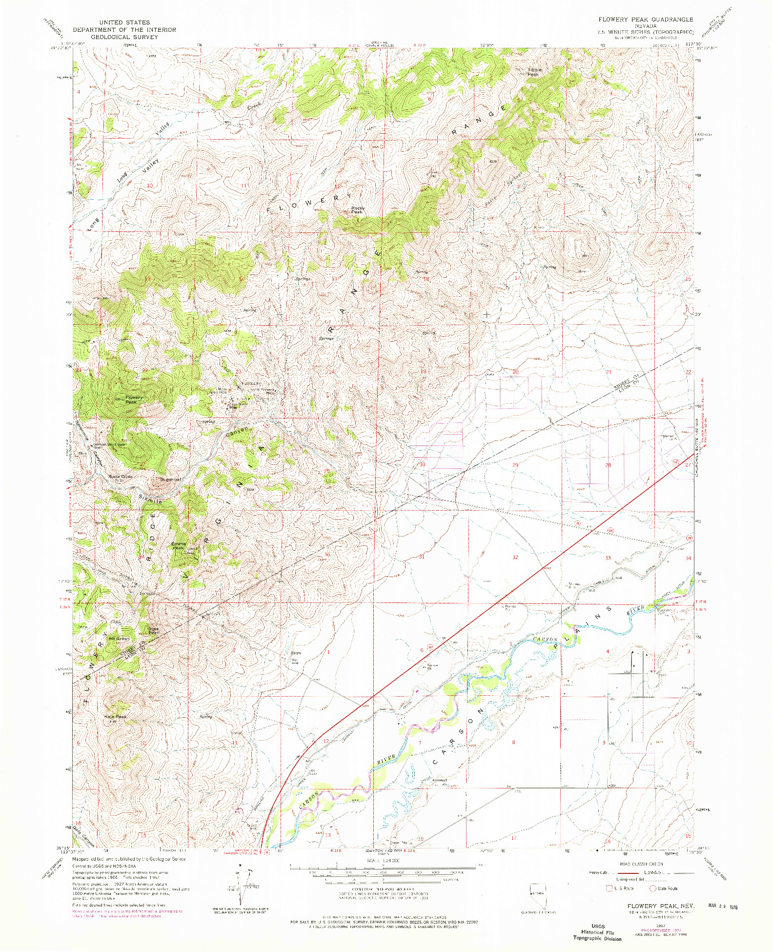 USGS 1:24000-SCALE QUADRANGLE FOR FLOWERY PEAK, NV 1967