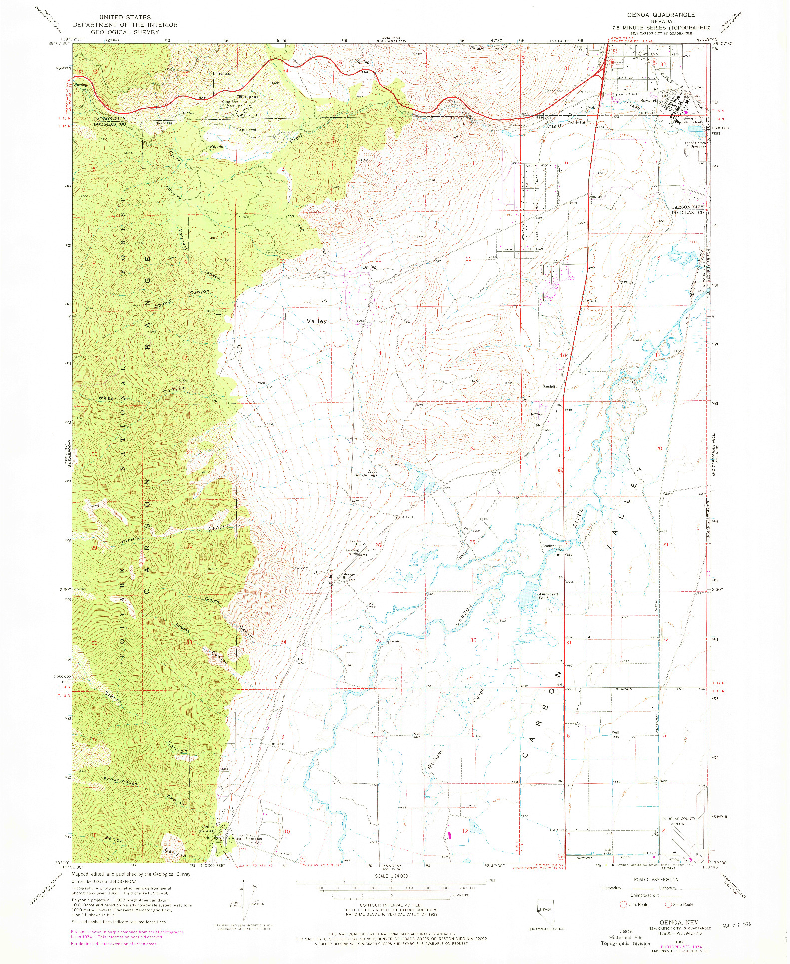 USGS 1:24000-SCALE QUADRANGLE FOR GENOA, NV 1968