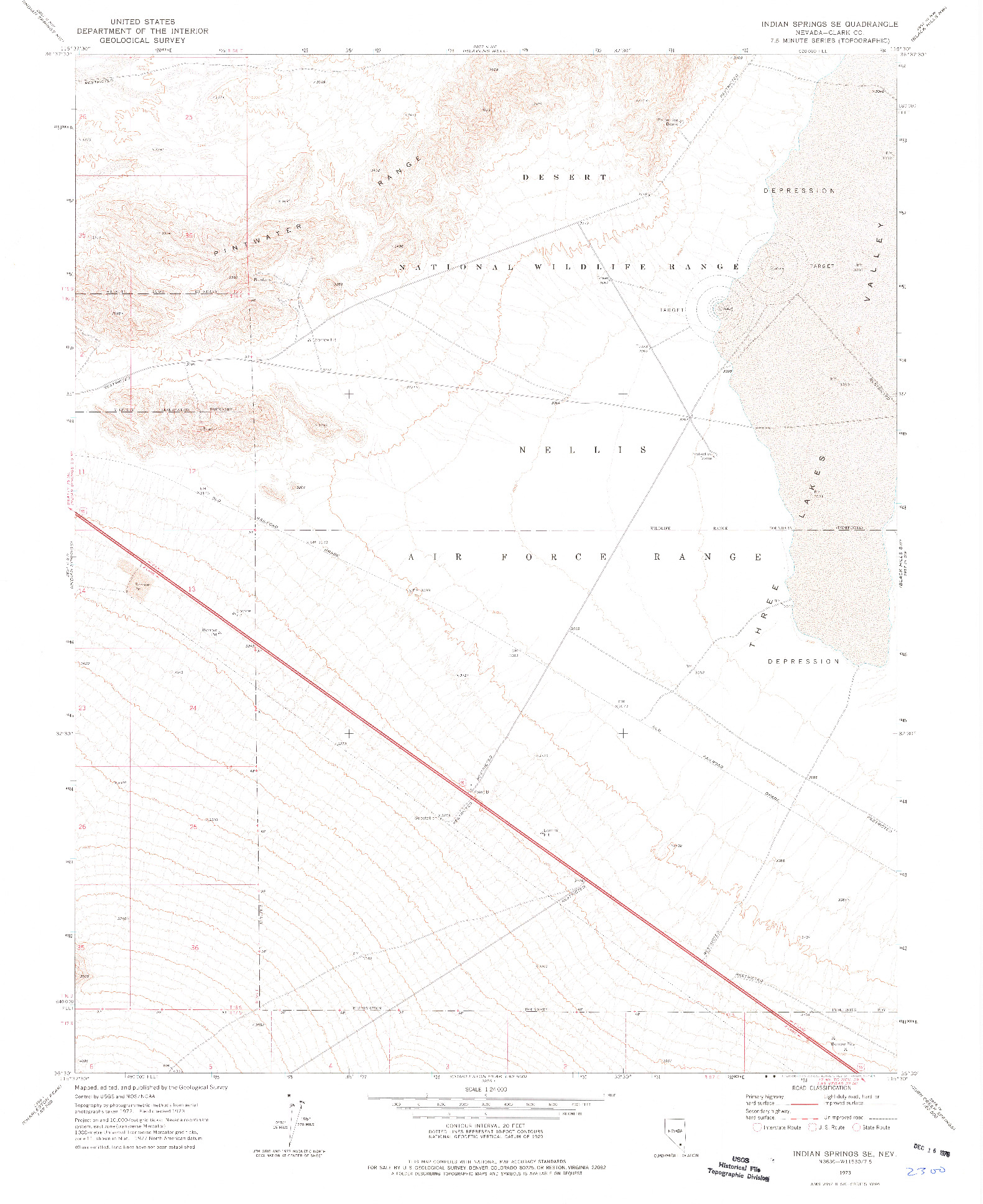 USGS 1:24000-SCALE QUADRANGLE FOR INDIAN SPRINGS SE, NV 1973