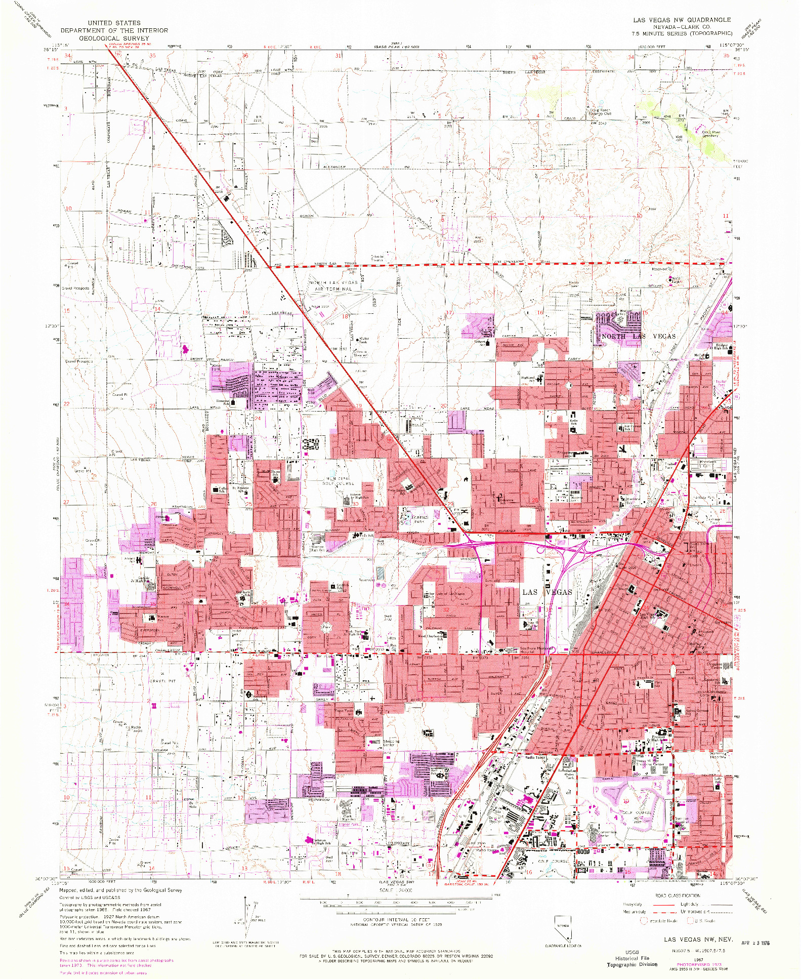 USGS 1:24000-SCALE QUADRANGLE FOR LAS VEGAS NW, NV 1967