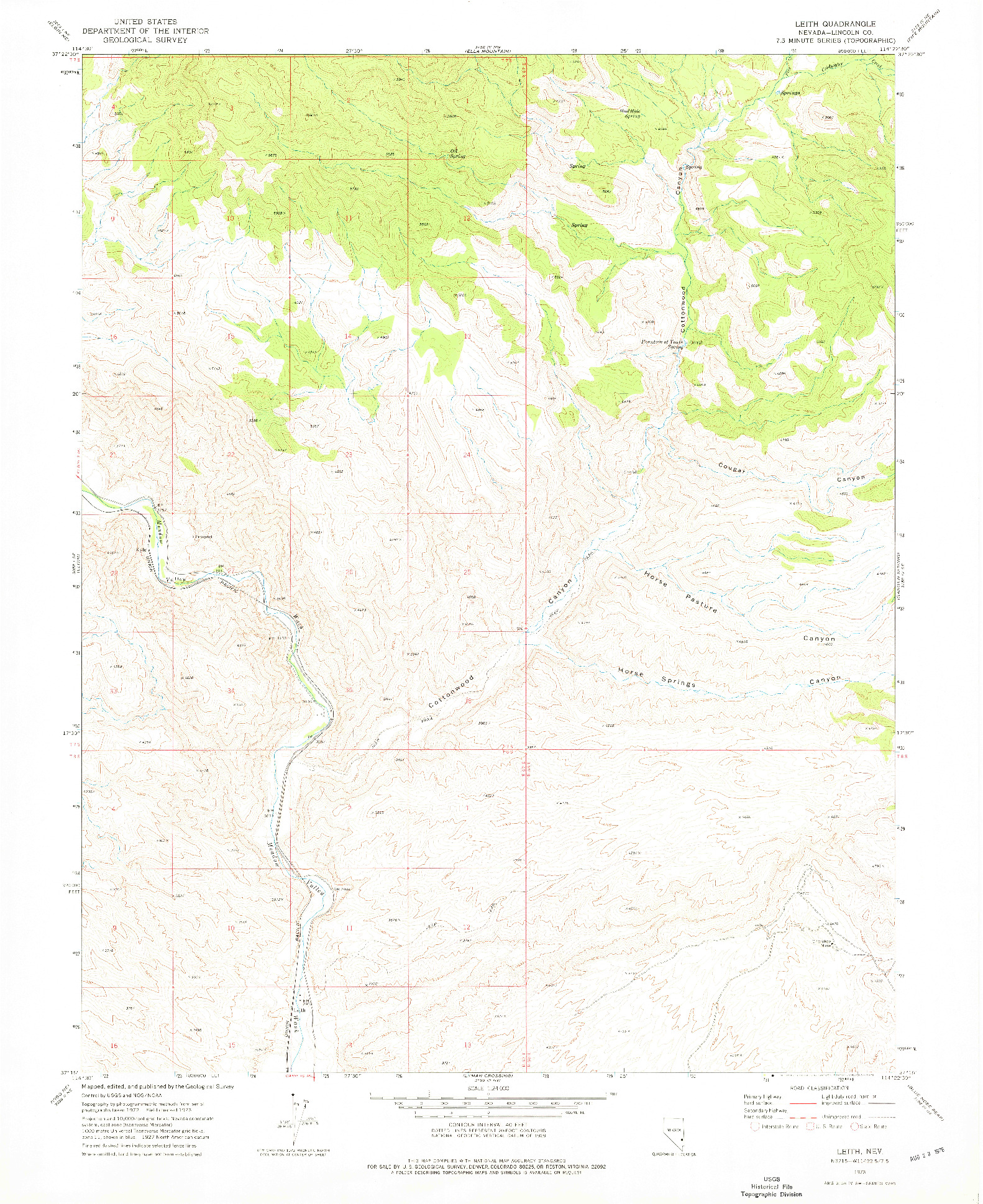 USGS 1:24000-SCALE QUADRANGLE FOR LEITH, NV 1973