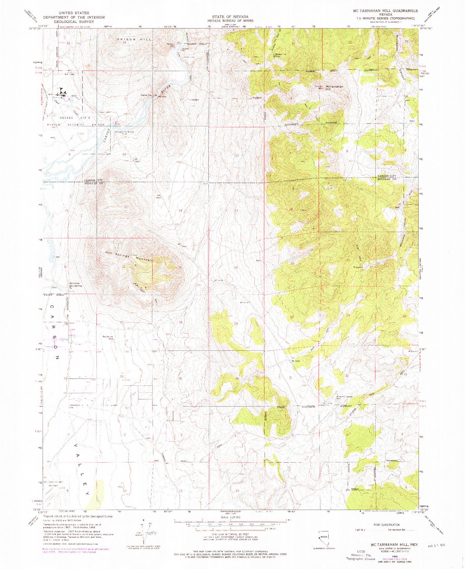 USGS 1:24000-SCALE QUADRANGLE FOR MCTARNAHAN HILL, NV 1968