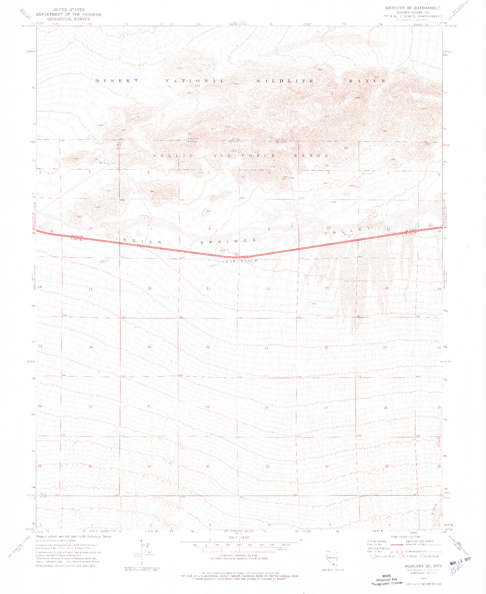 USGS 1:24000-SCALE QUADRANGLE FOR MERCURY SE, NV 1973