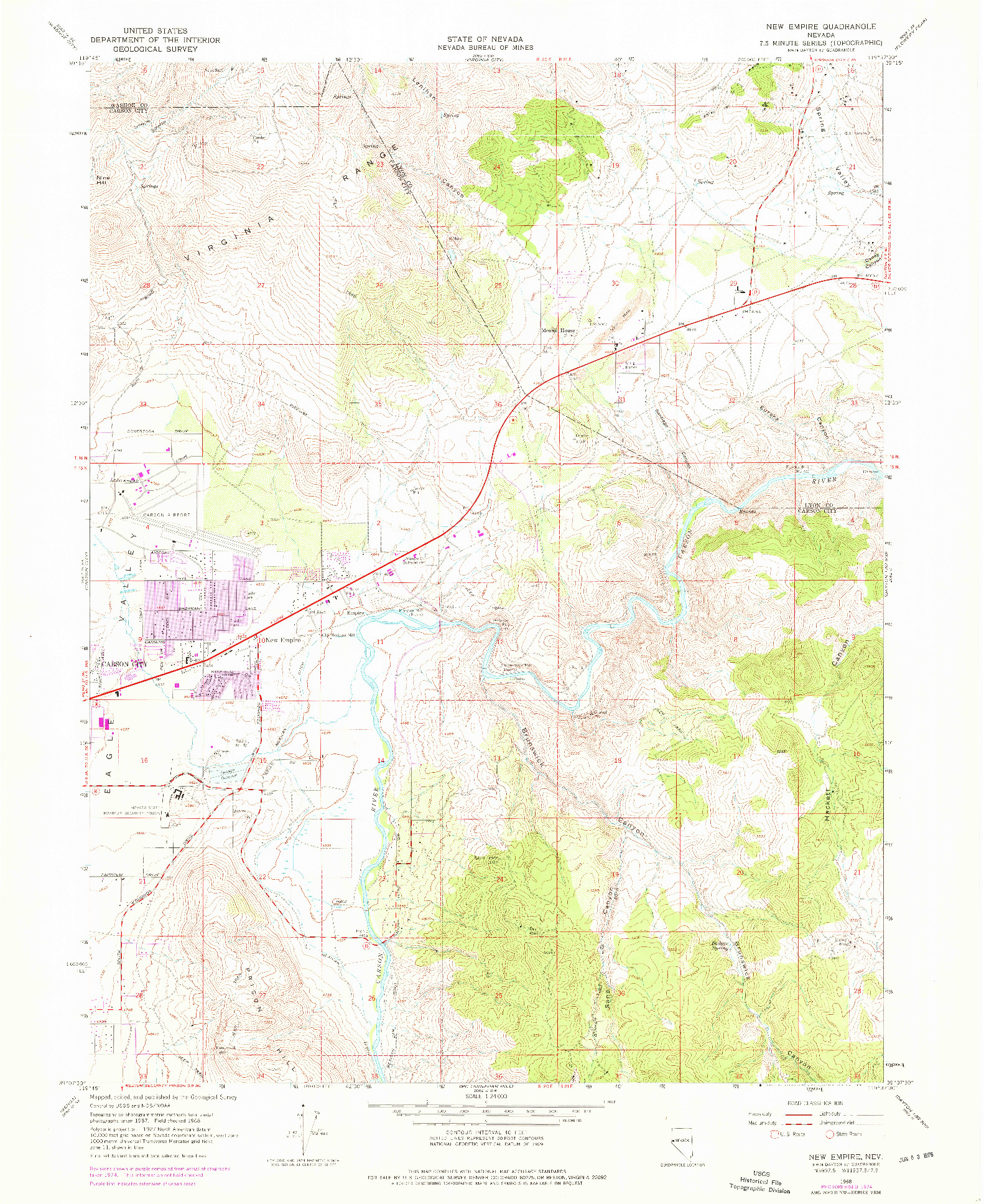 USGS 1:24000-SCALE QUADRANGLE FOR NEW EMPIRE, NV 1968