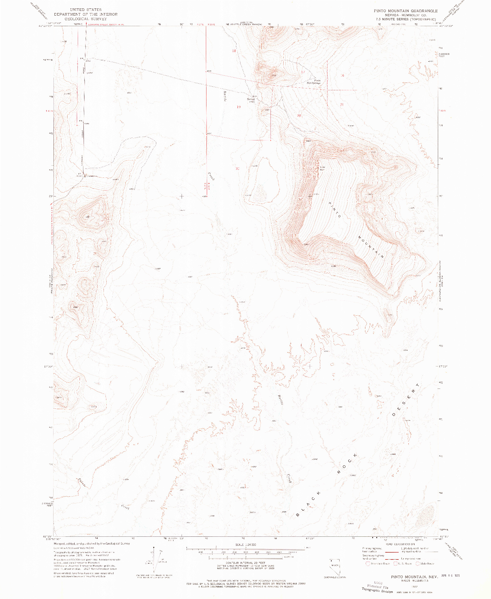 USGS 1:24000-SCALE QUADRANGLE FOR PINTO MOUNTAIN, NV 1972