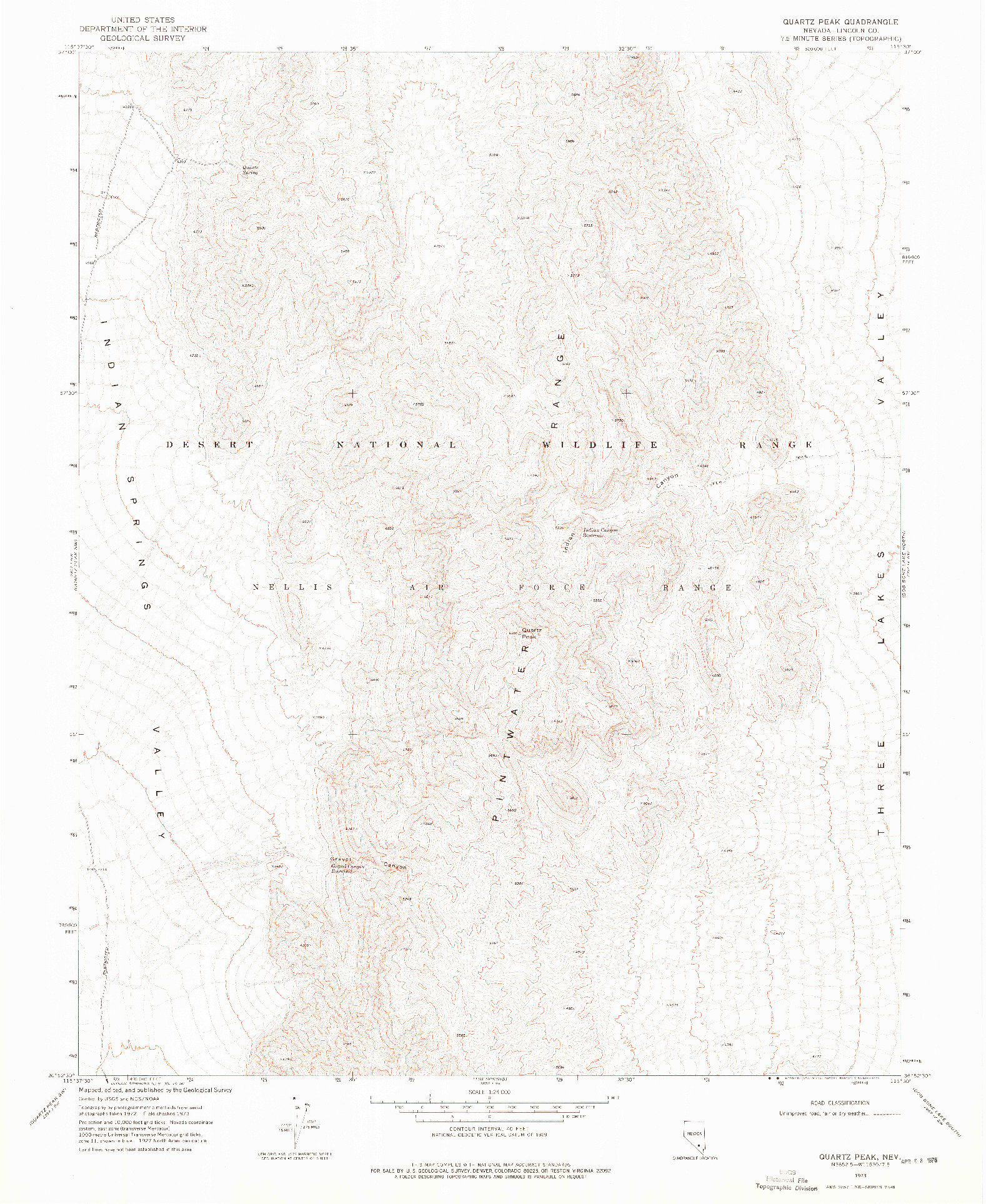 USGS 1:24000-SCALE QUADRANGLE FOR QUARTZ PEAK, NV 1973