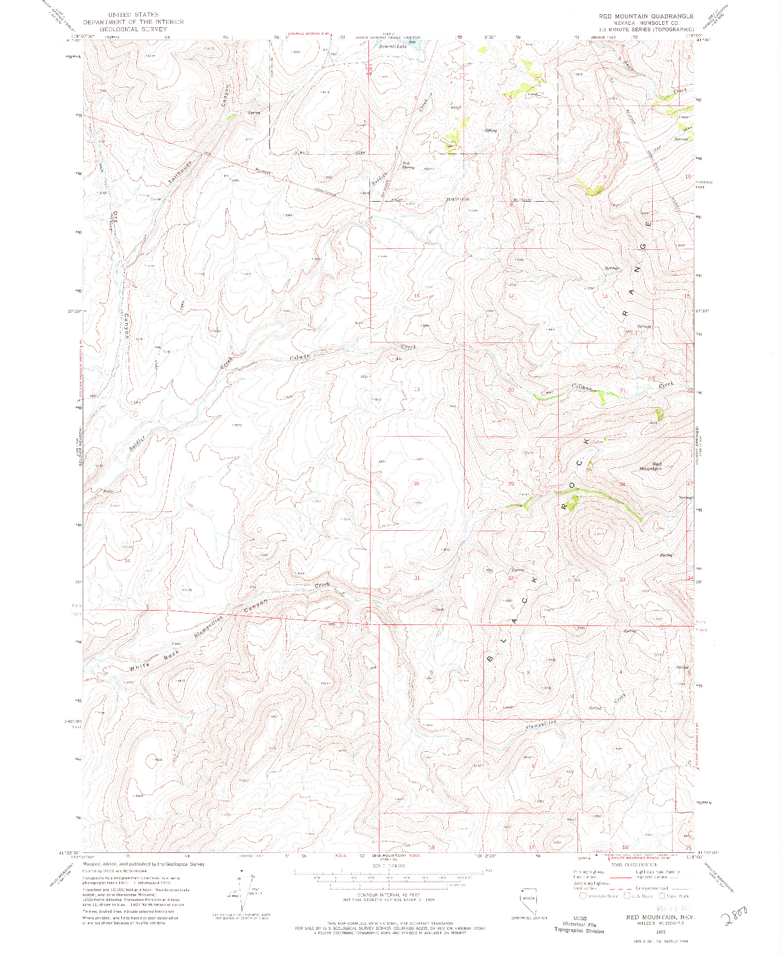 USGS 1:24000-SCALE QUADRANGLE FOR RED MOUNTAIN, NV 1972