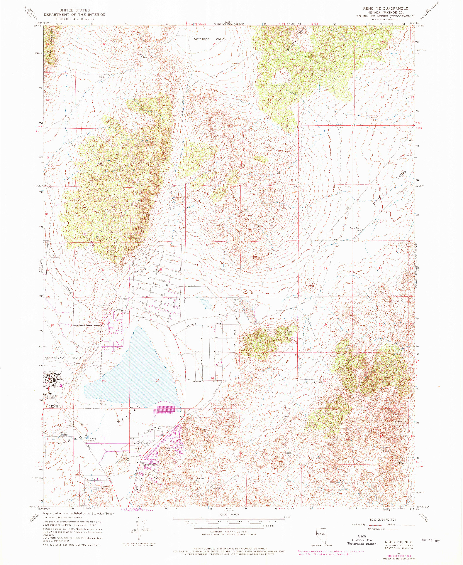 USGS 1:24000-SCALE QUADRANGLE FOR RENO NE, NV 1967