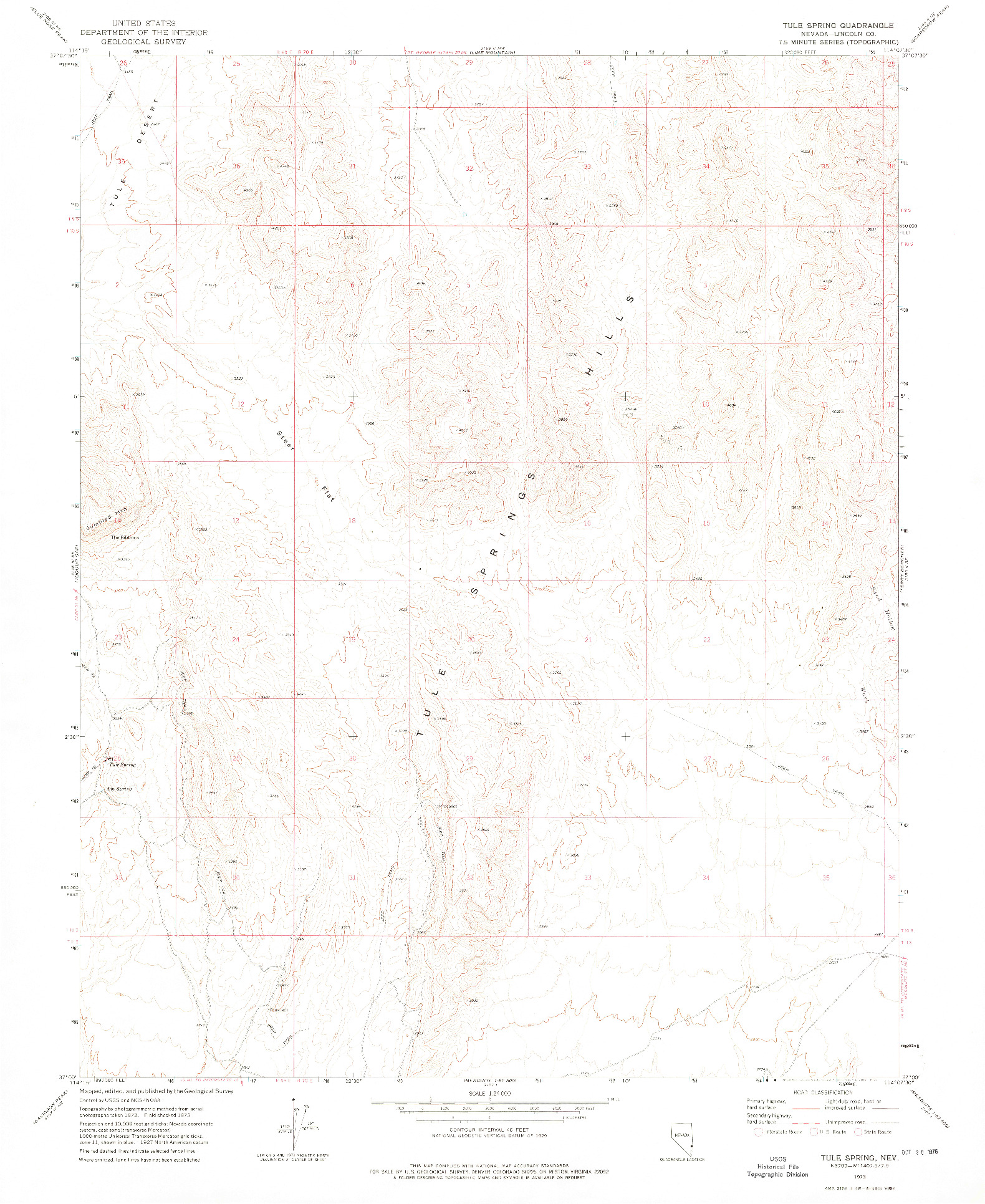 USGS 1:24000-SCALE QUADRANGLE FOR TULE SPRING, NV 1973