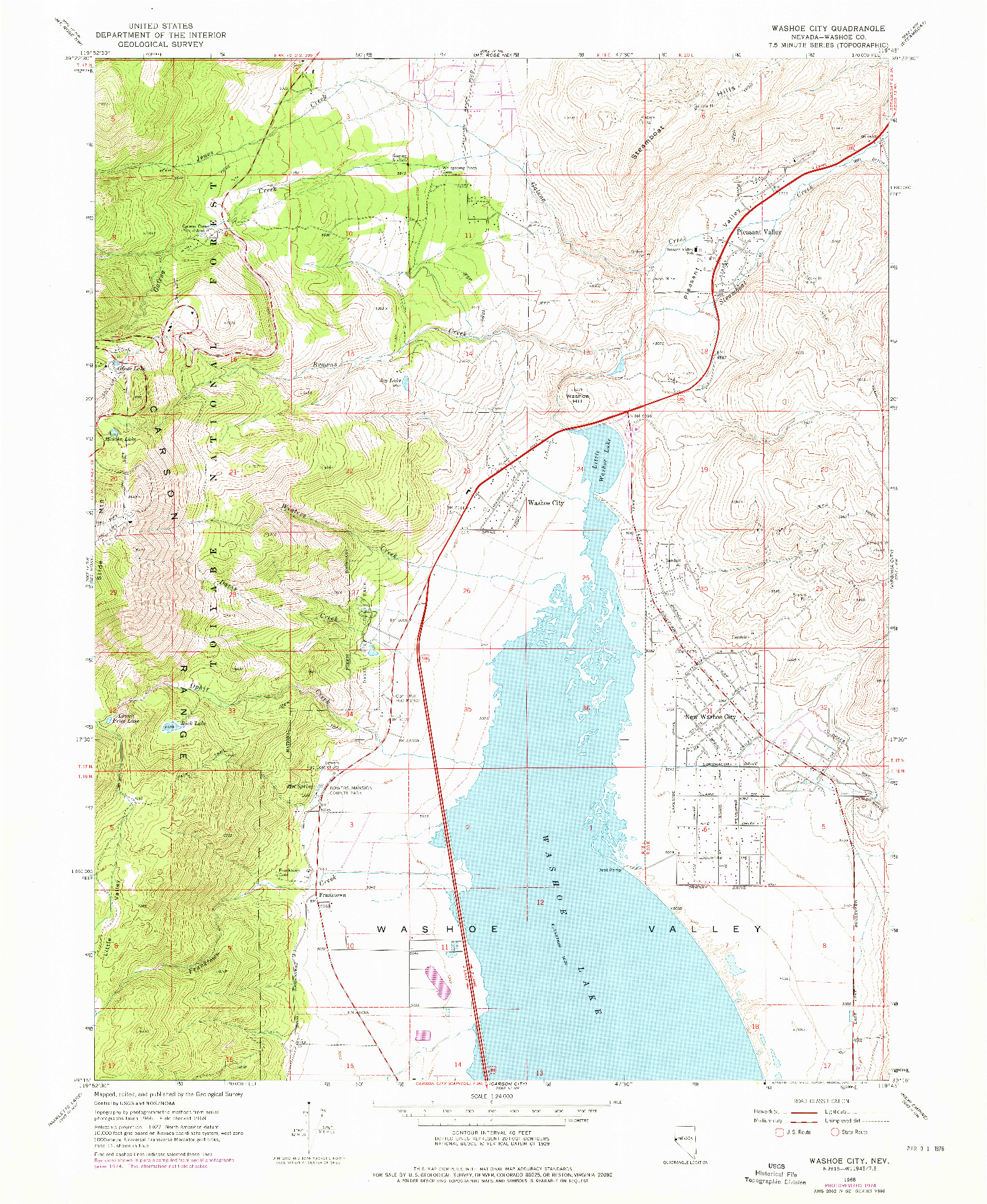 USGS 1:24000-SCALE QUADRANGLE FOR WASHOE CITY, NV 1968