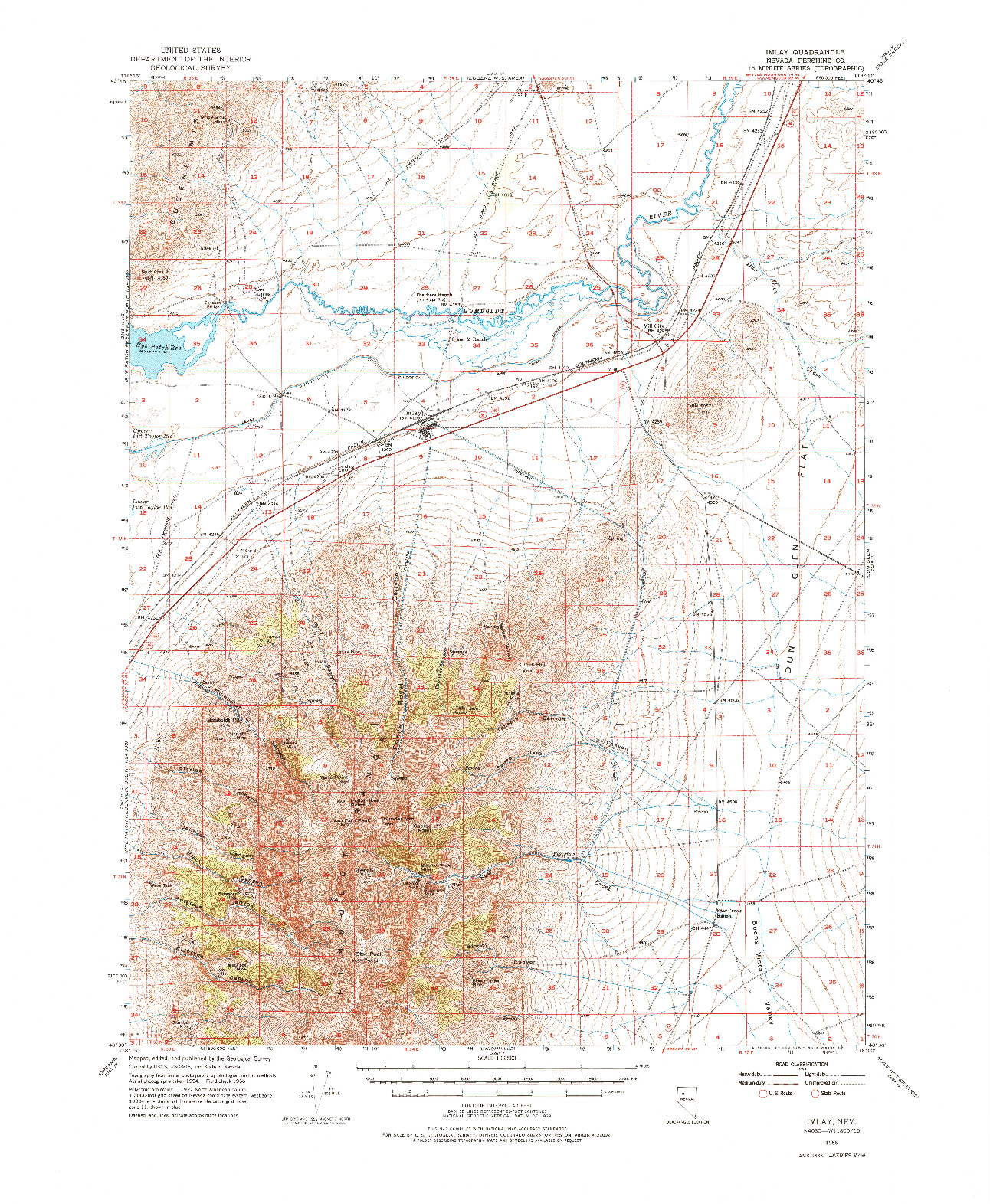 USGS 1:62500-SCALE QUADRANGLE FOR IMLAY, NV 1956