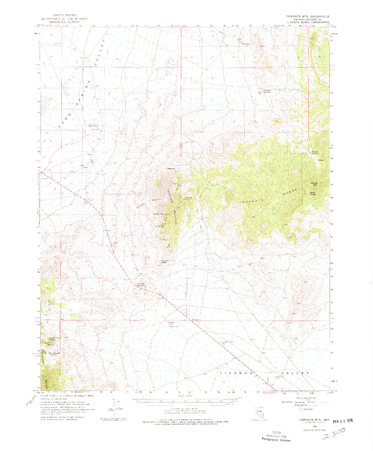 USGS 1:62500-SCALE QUADRANGLE FOR TEMPIUTE MTN, NV 1964