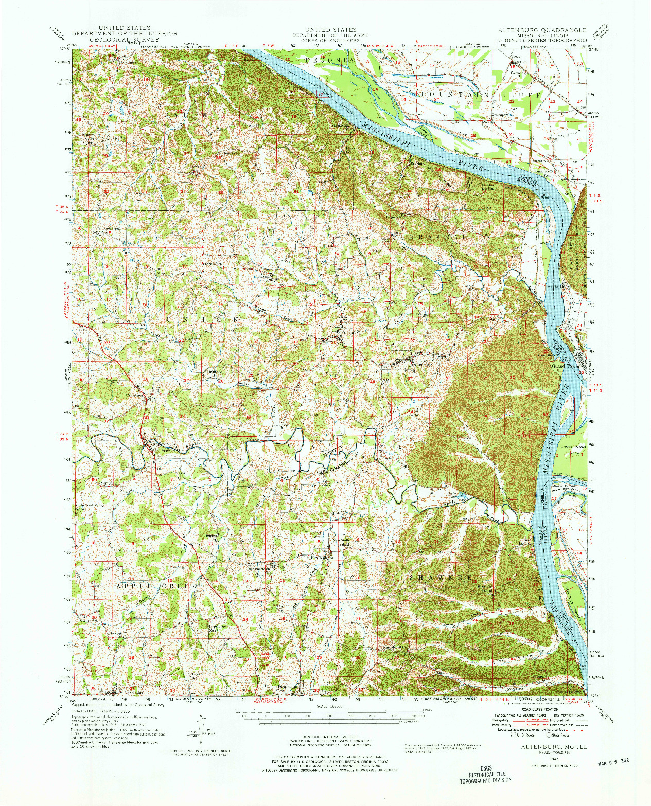 USGS 1:62500-SCALE QUADRANGLE FOR ALTENBURG, MO 1947