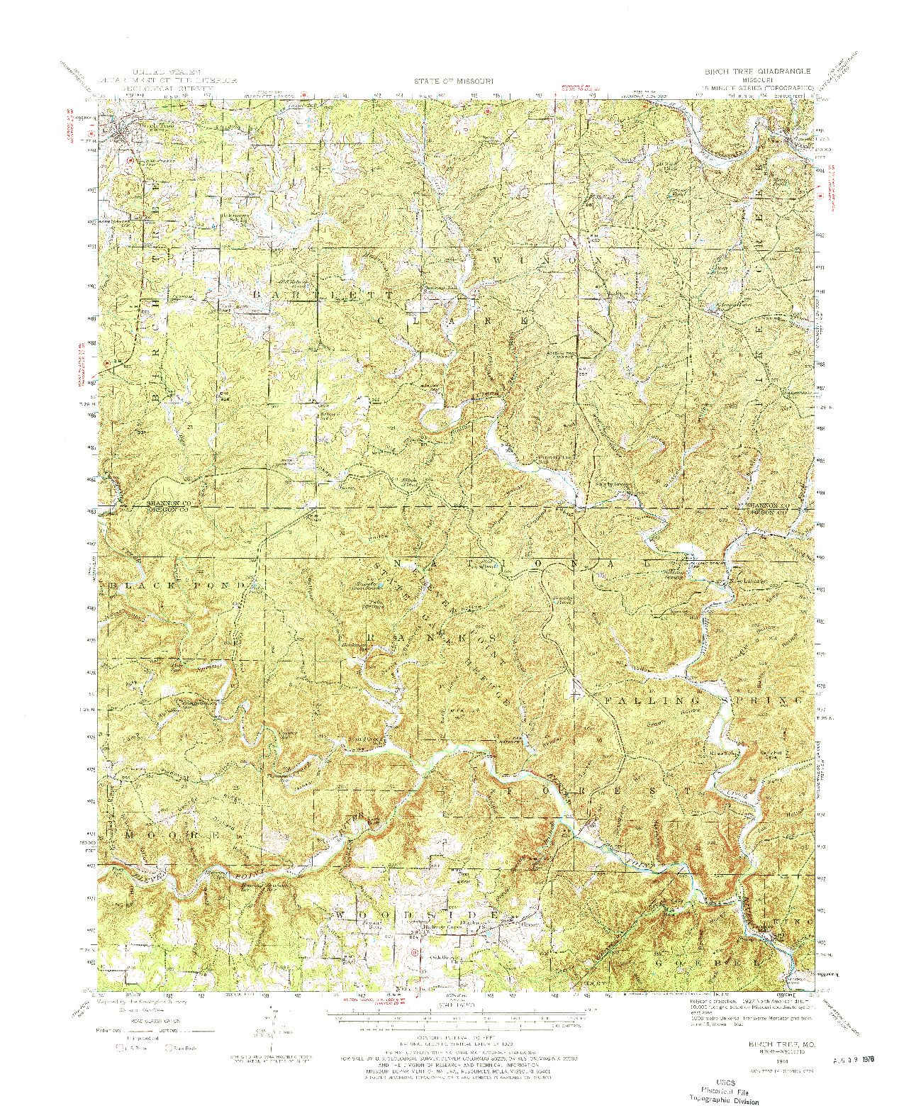 USGS 1:62500-SCALE QUADRANGLE FOR BIRCH TREE, MO 1944