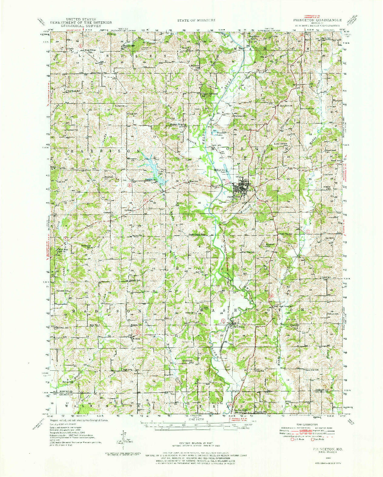USGS 1:62500-SCALE QUADRANGLE FOR PRINCETON, MO 1946