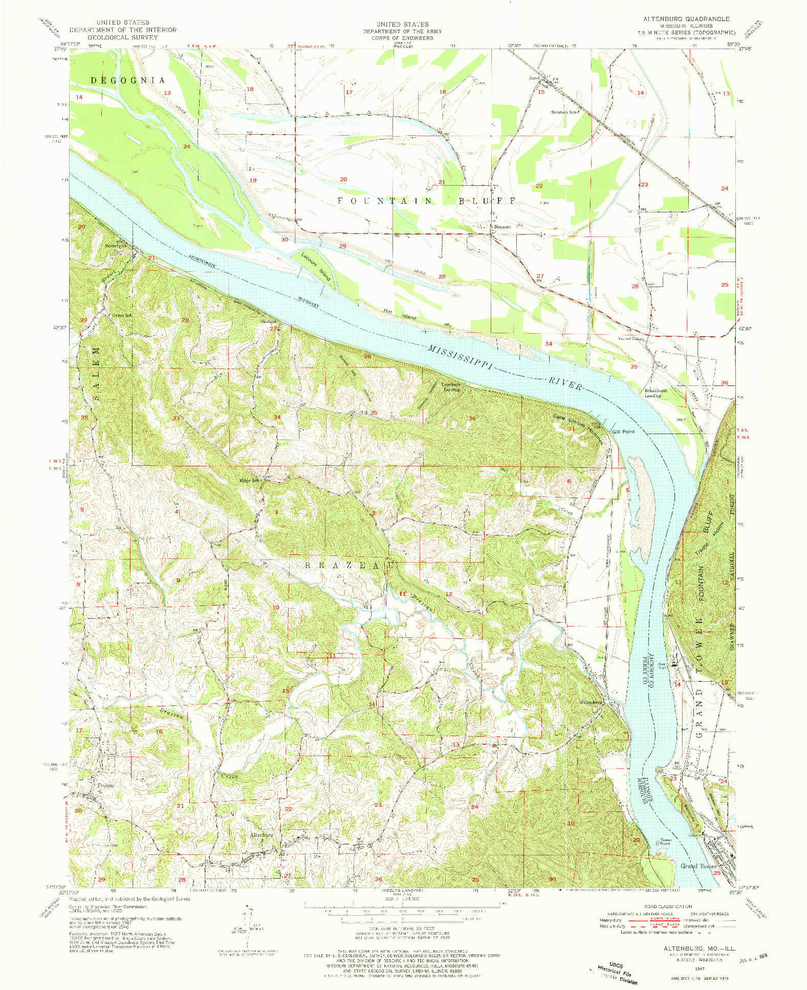 USGS 1:24000-SCALE QUADRANGLE FOR ALTENBURG, MO 1947