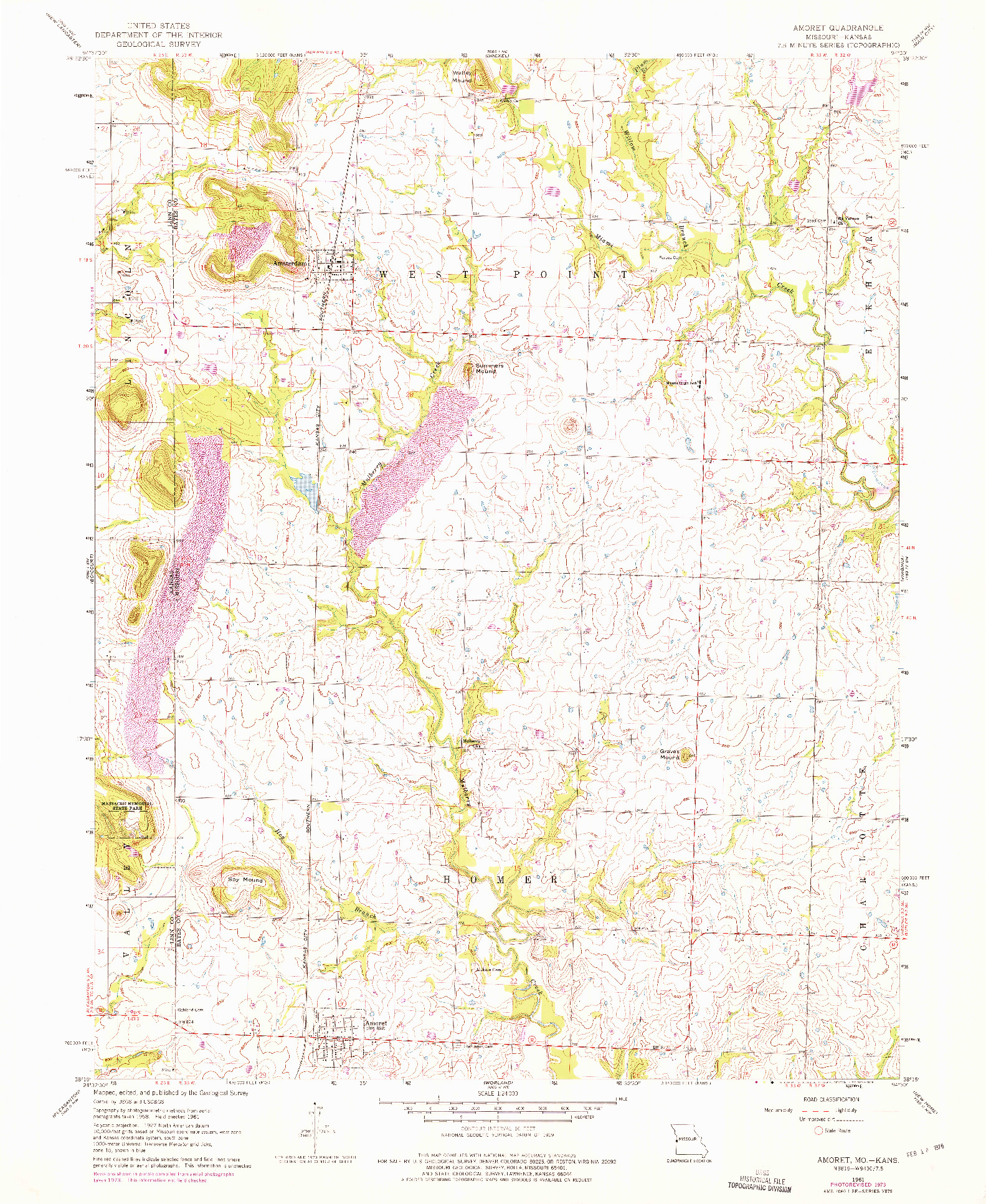 USGS 1:24000-SCALE QUADRANGLE FOR AMORET, MO 1961