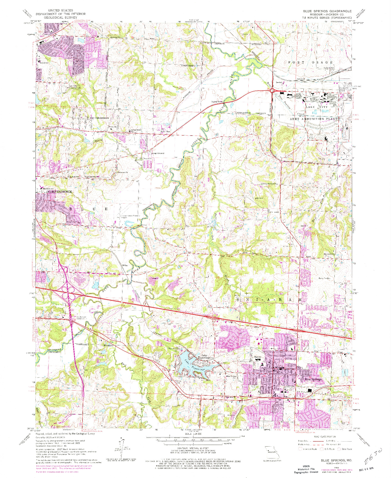 USGS 1:24000-SCALE QUADRANGLE FOR BLUE SPRINGS, MO 1965