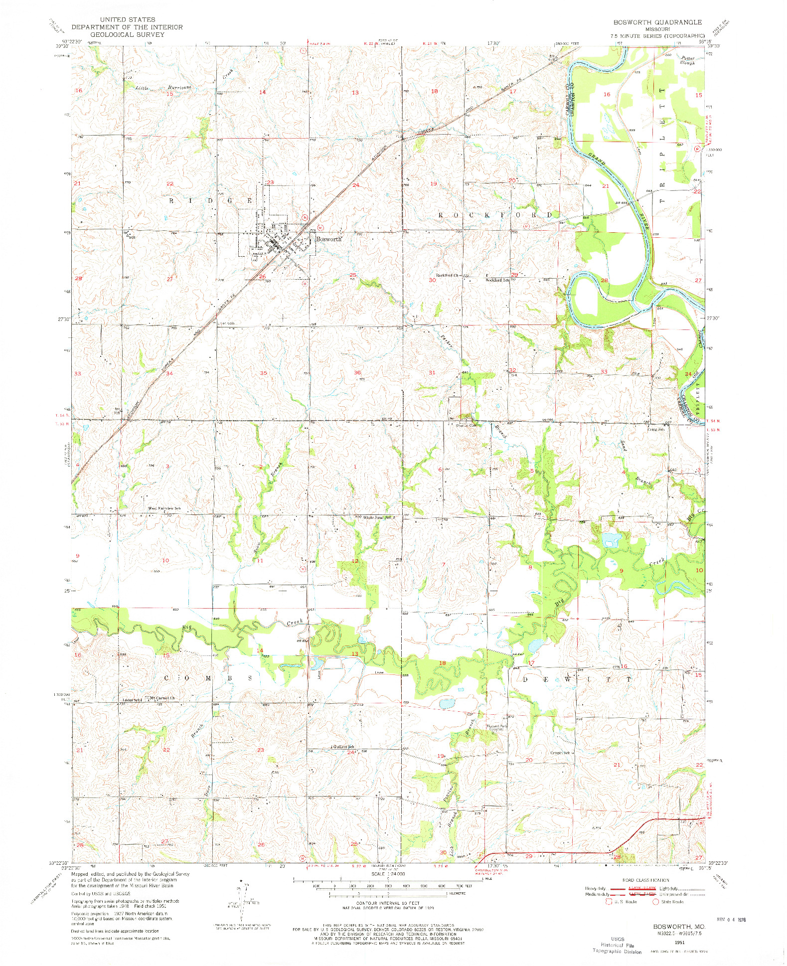 USGS 1:24000-SCALE QUADRANGLE FOR BOSWORTH, MO 1951