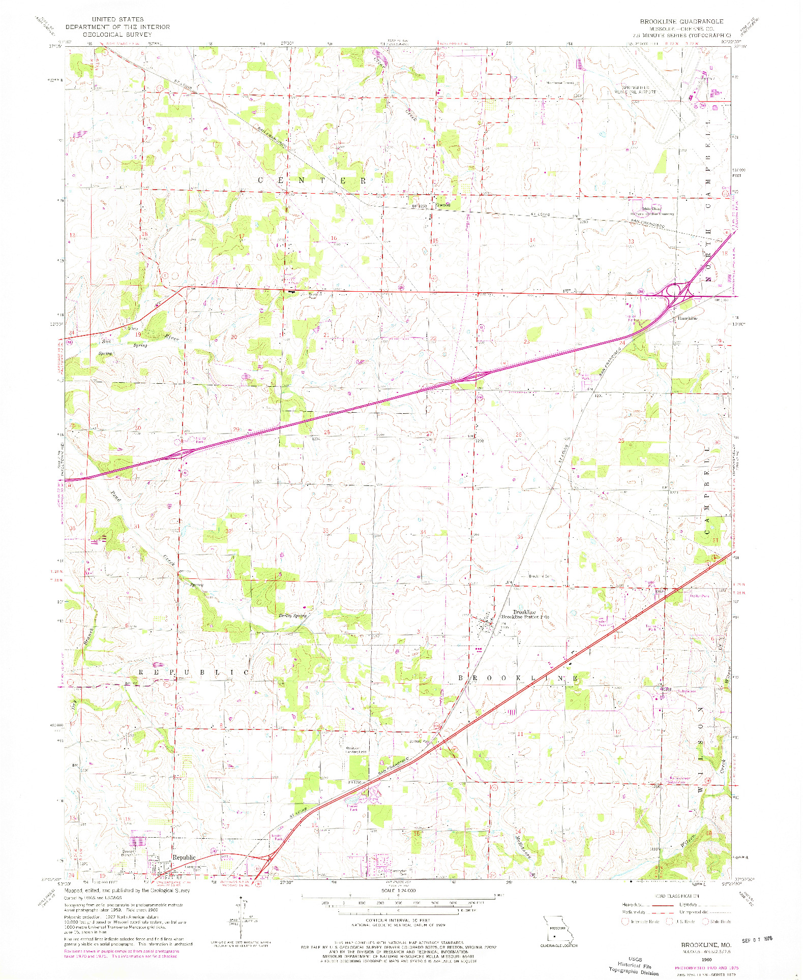 USGS 1:24000-SCALE QUADRANGLE FOR BROOKLINE, MO 1960