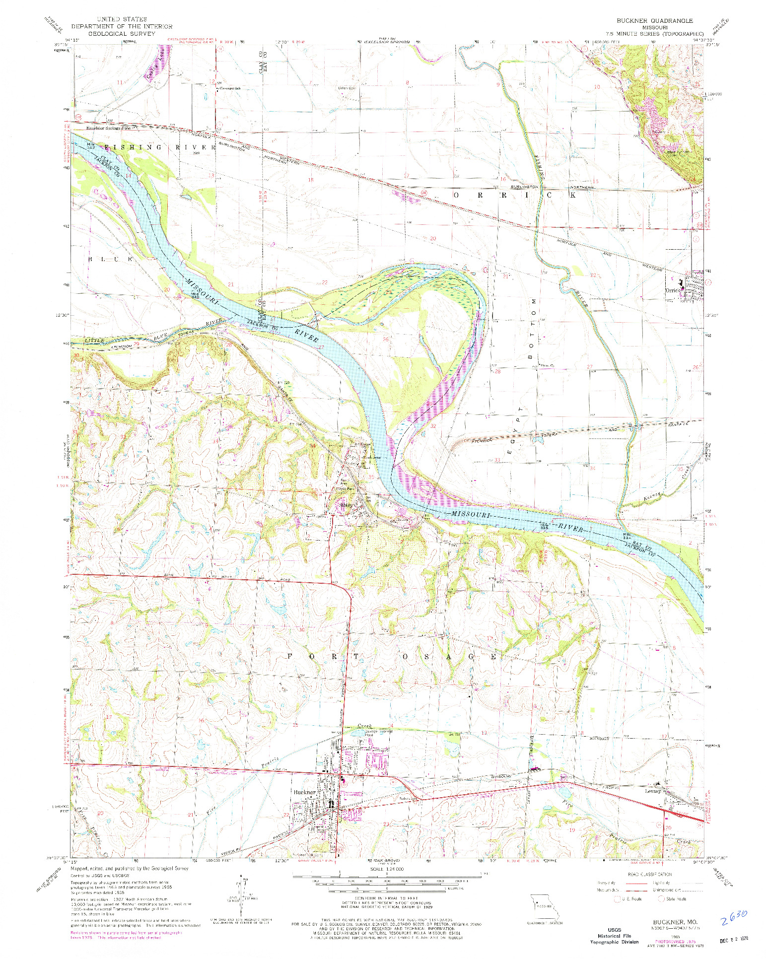 USGS 1:24000-SCALE QUADRANGLE FOR BUCKNER, MO 1965