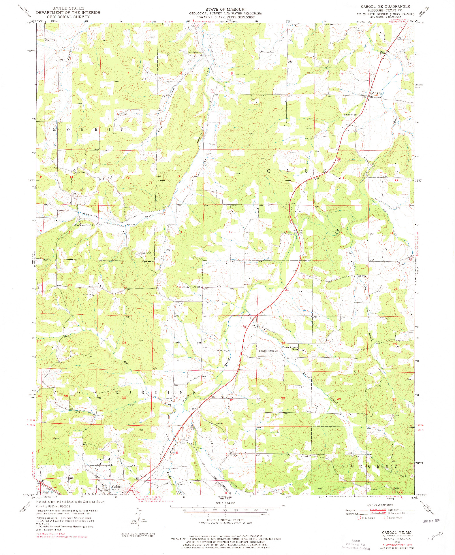 USGS 1:24000-SCALE QUADRANGLE FOR CABOOL NE, MO 1951