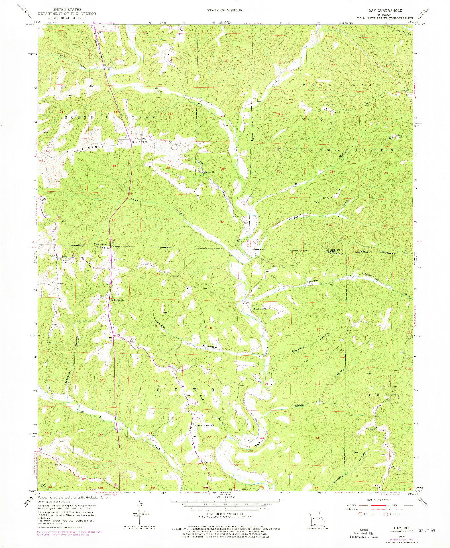 USGS 1:24000-SCALE QUADRANGLE FOR DAY, MO 1955