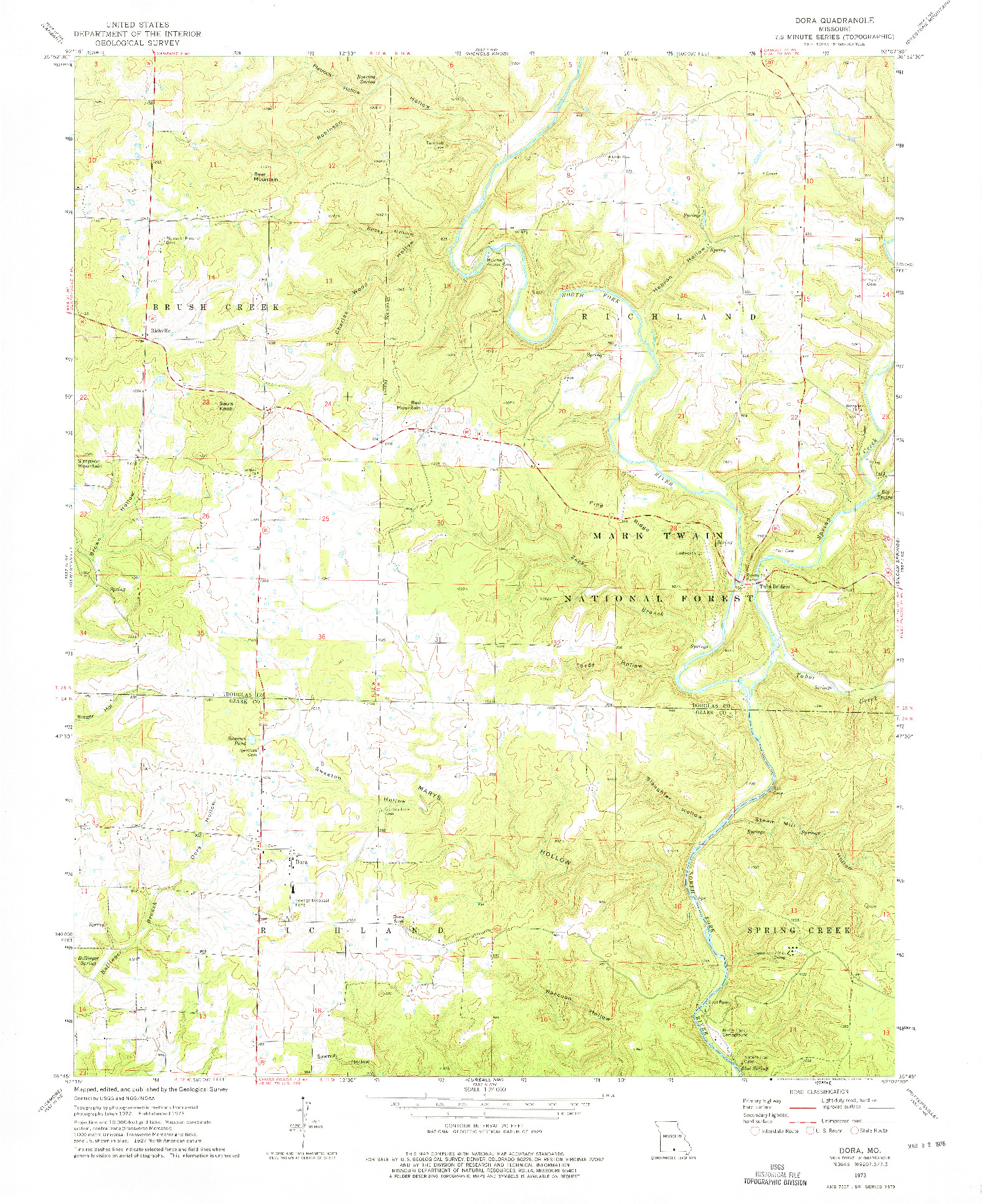 USGS 1:24000-SCALE QUADRANGLE FOR DORA, MO 1973