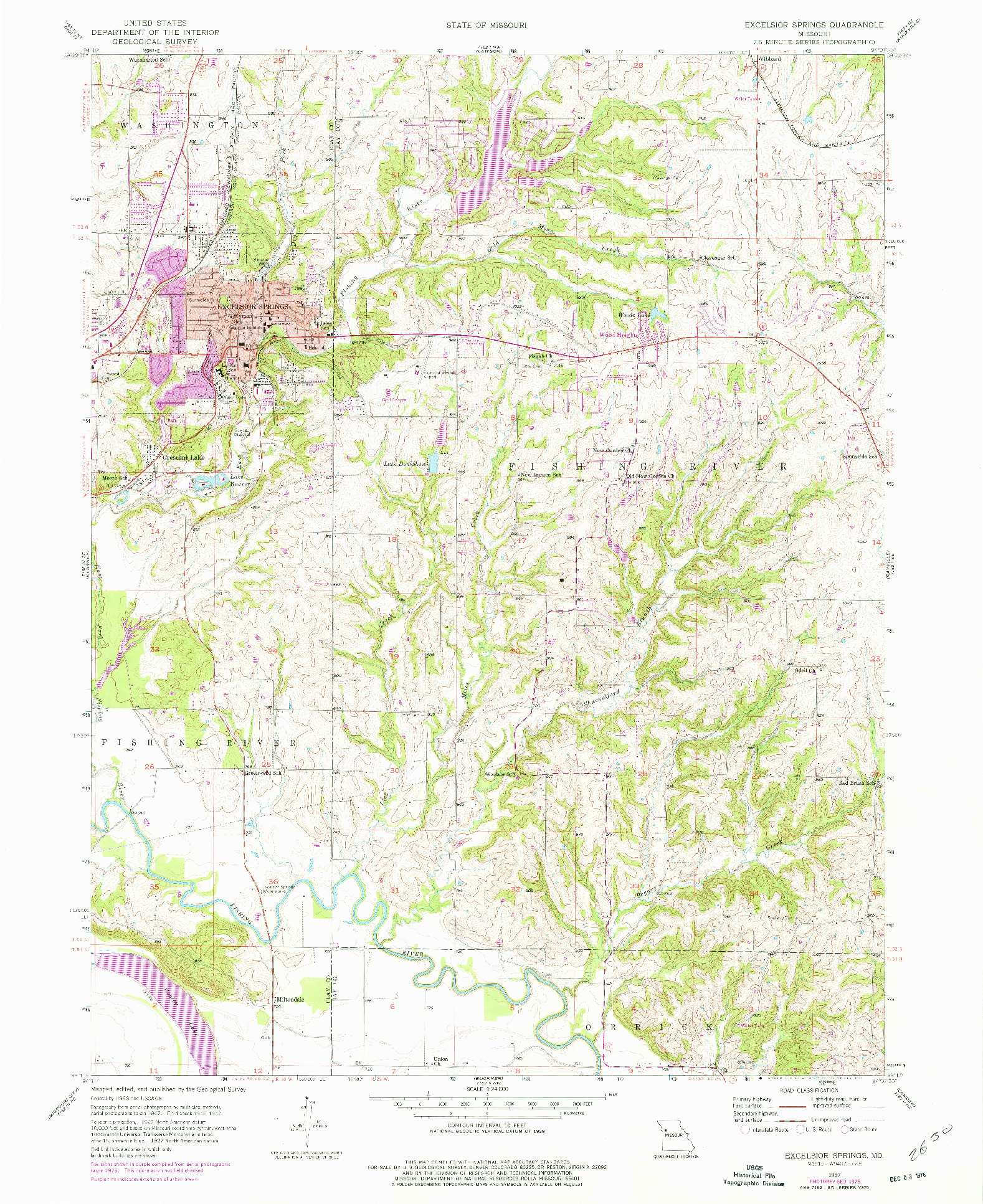 USGS 1:24000-SCALE QUADRANGLE FOR EXCELSIOR SPRINGS, MO 1957