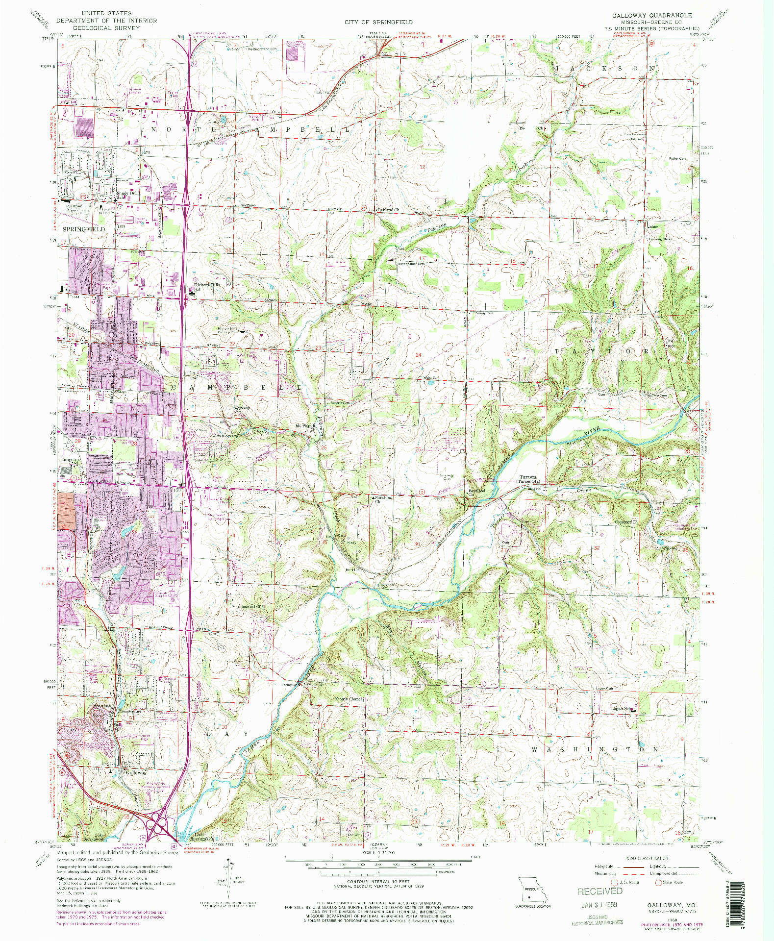 USGS 1:24000-SCALE QUADRANGLE FOR GALLOWAY, MO 1960