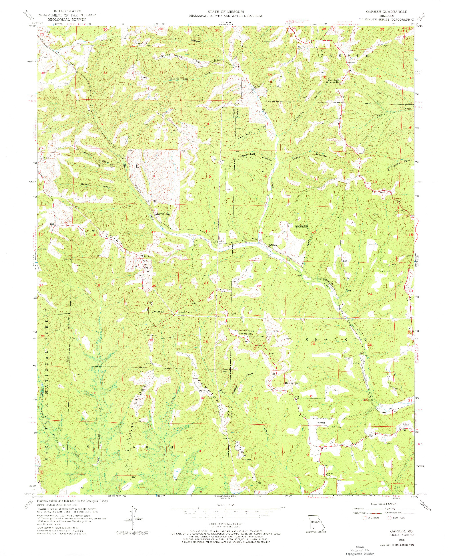 USGS 1:24000-SCALE QUADRANGLE FOR GARBER, MO 1956