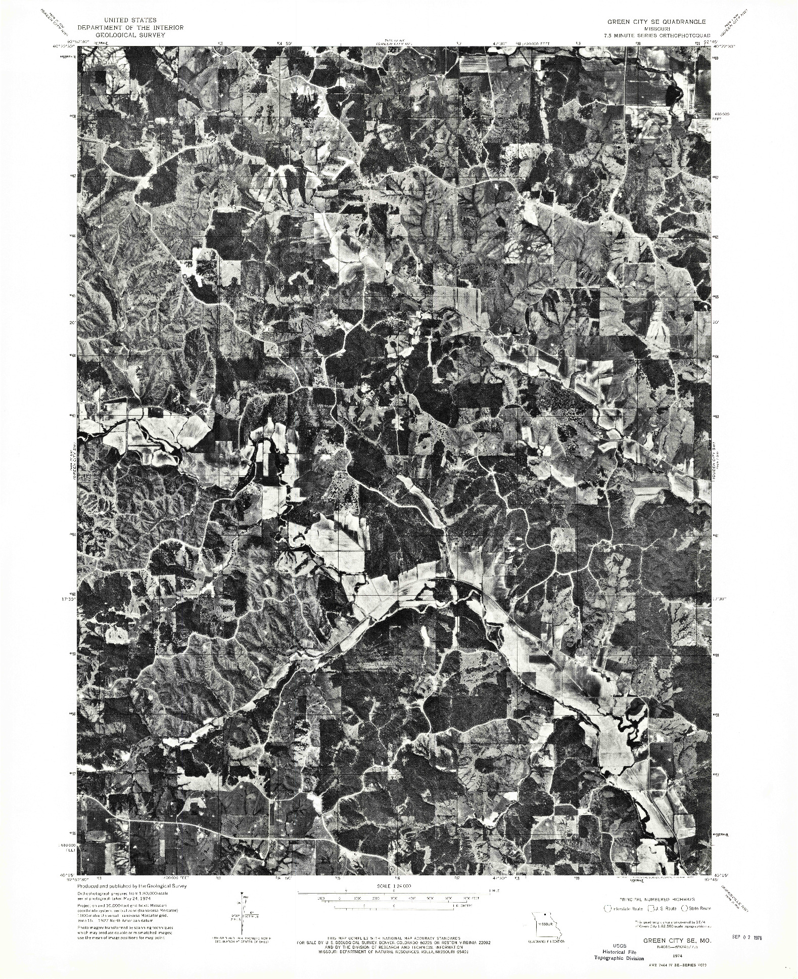 USGS 1:24000-SCALE QUADRANGLE FOR GREEN CITY SE, MO 1974