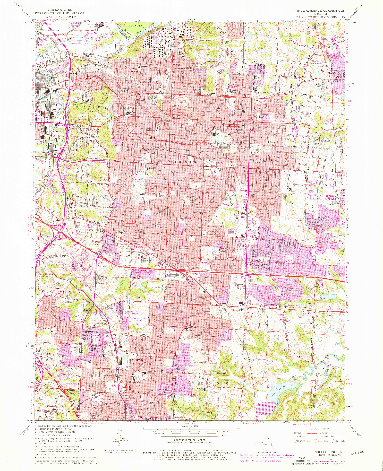 USGS 1:24000-SCALE QUADRANGLE FOR INDEPENDENCE, MO 1964