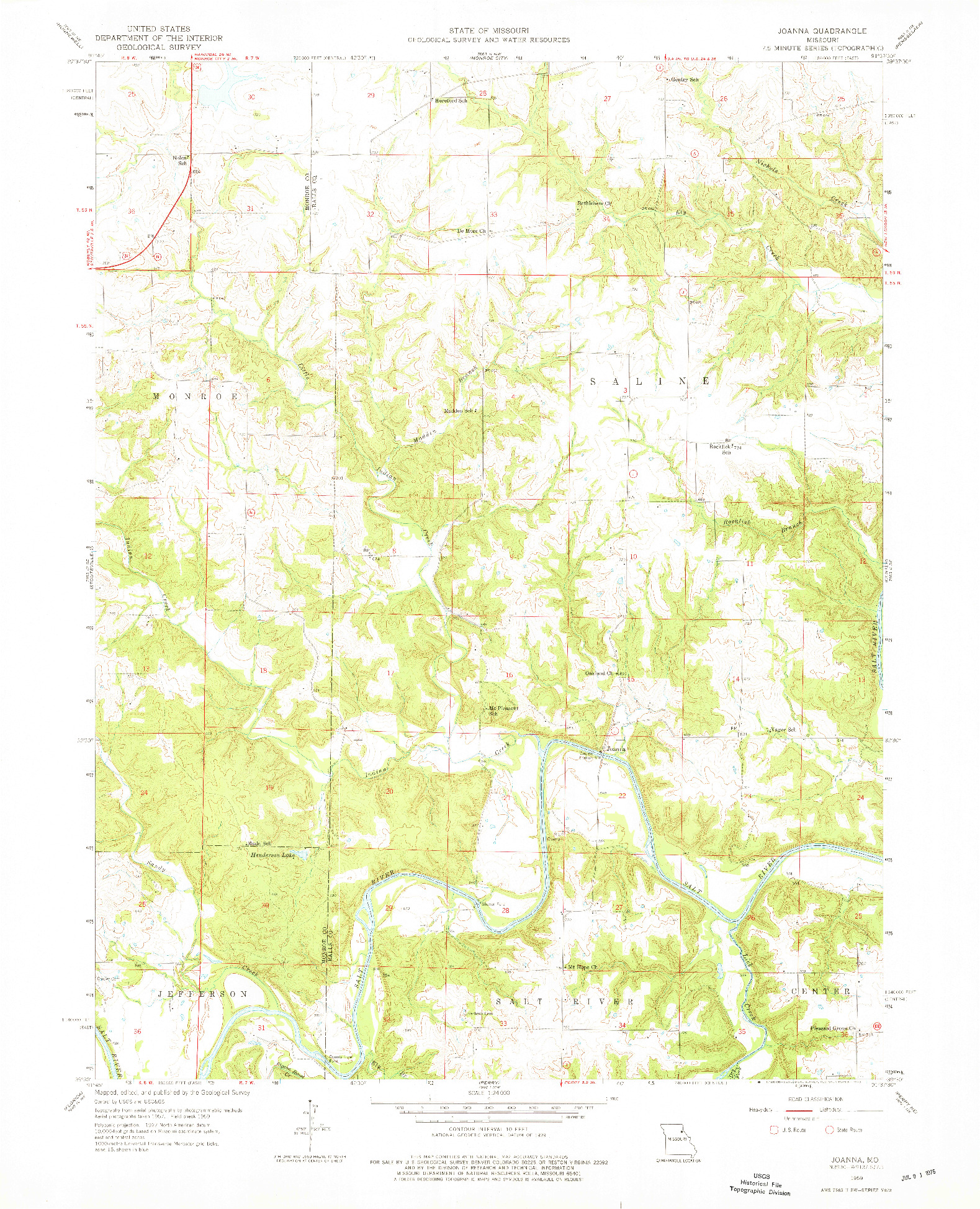 USGS 1:24000-SCALE QUADRANGLE FOR JOANNA, MO 1959