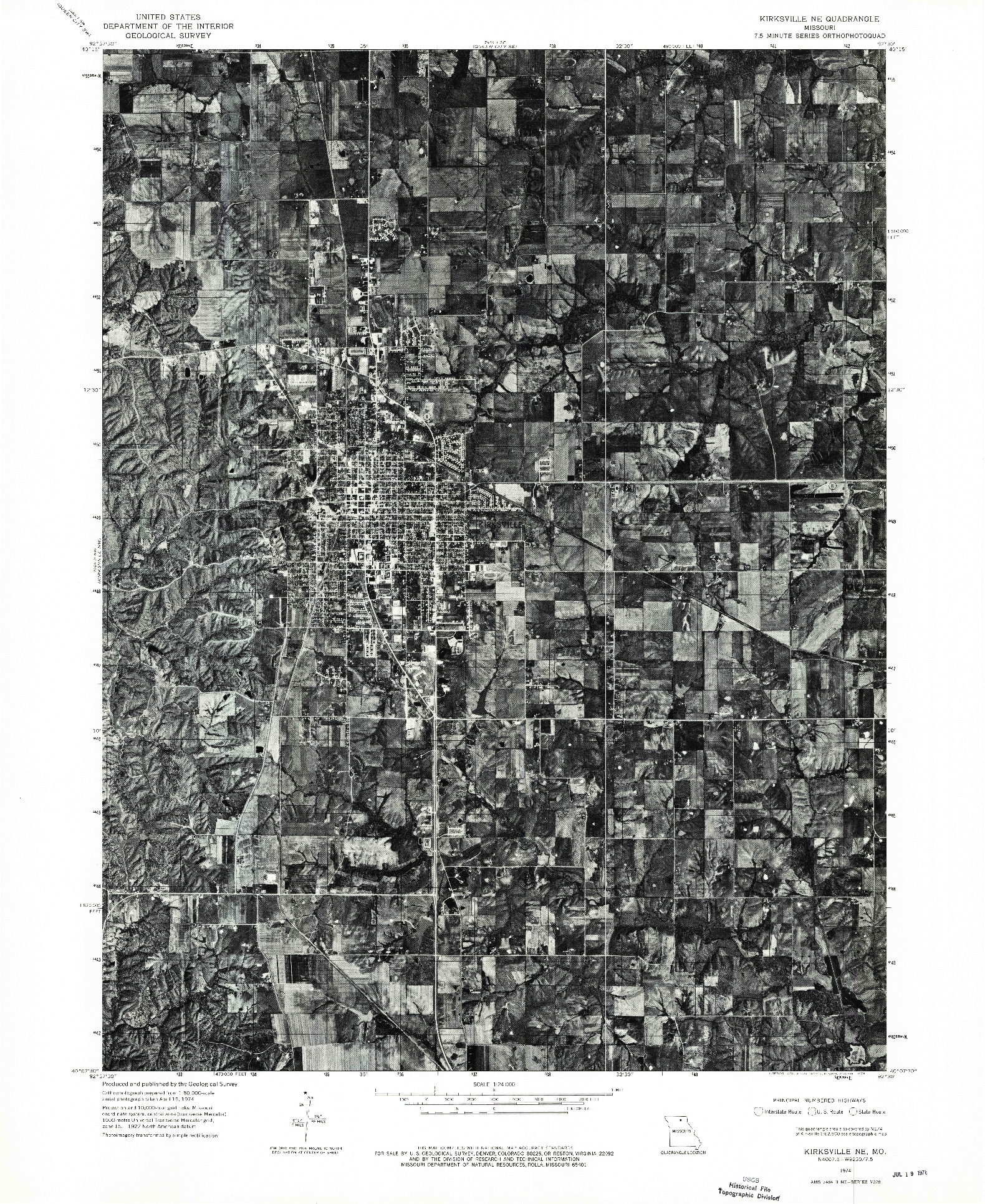 USGS 1:24000-SCALE QUADRANGLE FOR KIRKSVILLE NE, MO 1974